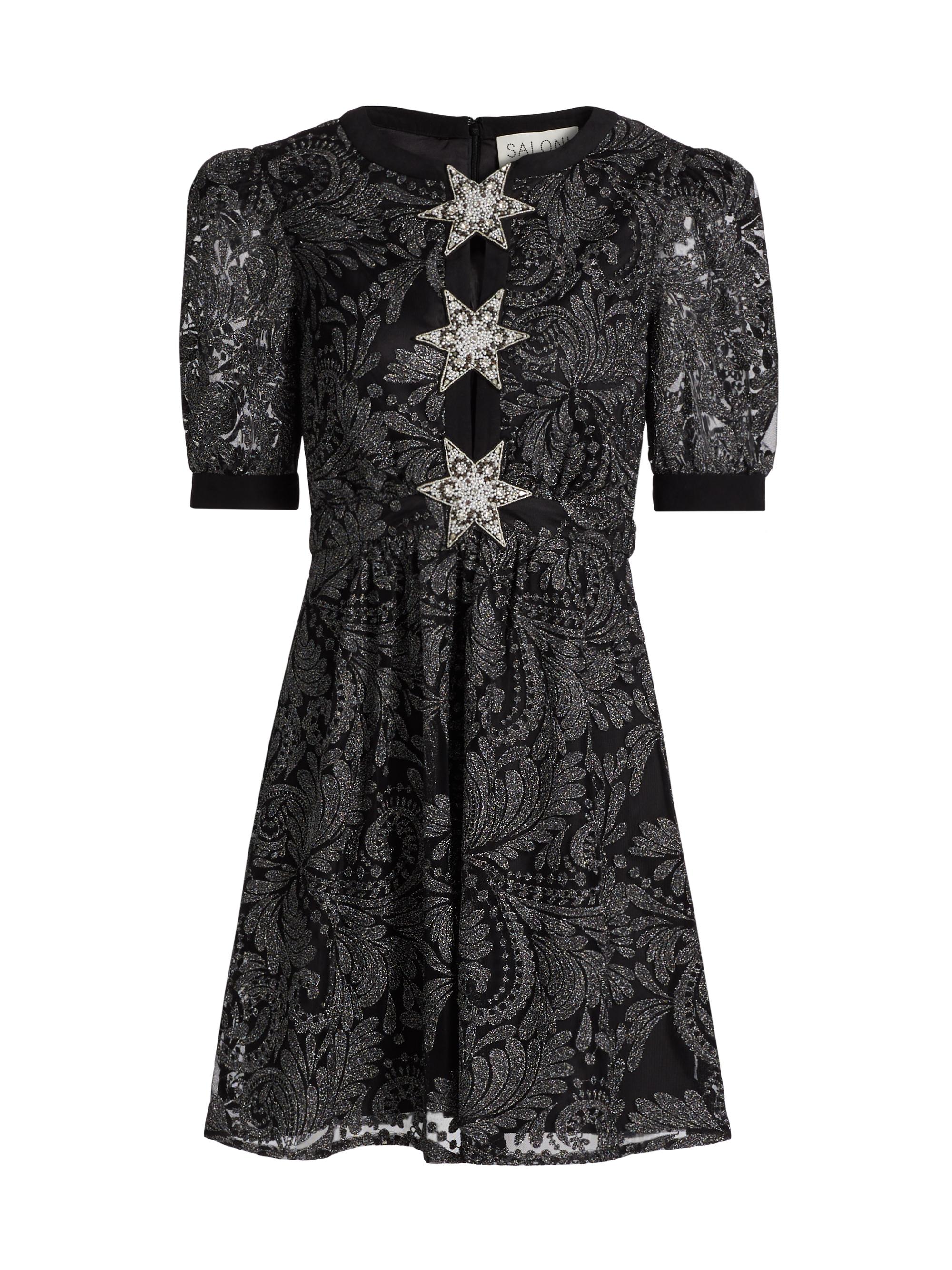 Saloni Women's Jamie Paisley Tulle Minidress - Stardust Stars