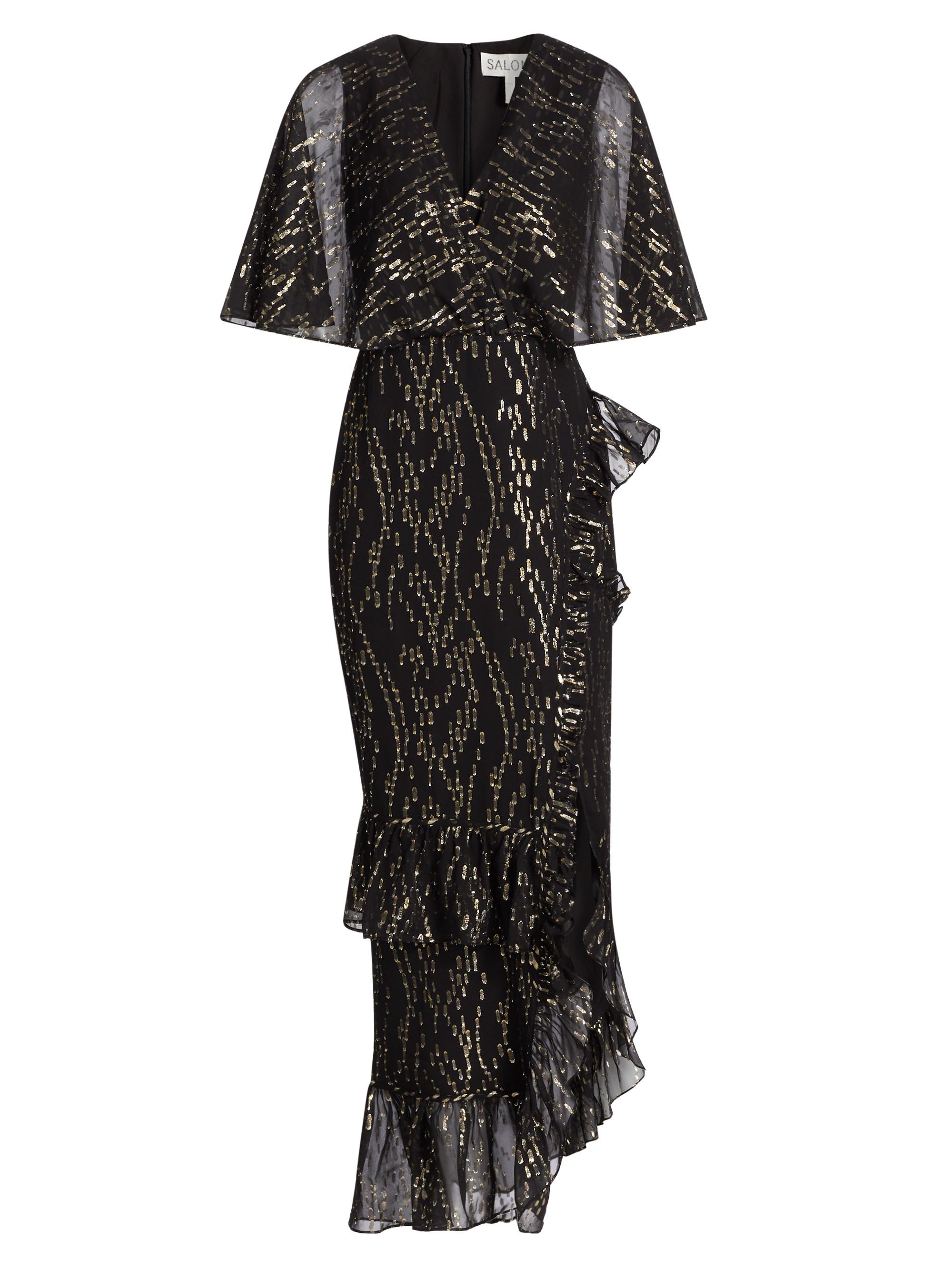 Saloni Rose Metallic Jacquard Midi Wrap Dress Saks Fifth Avenue