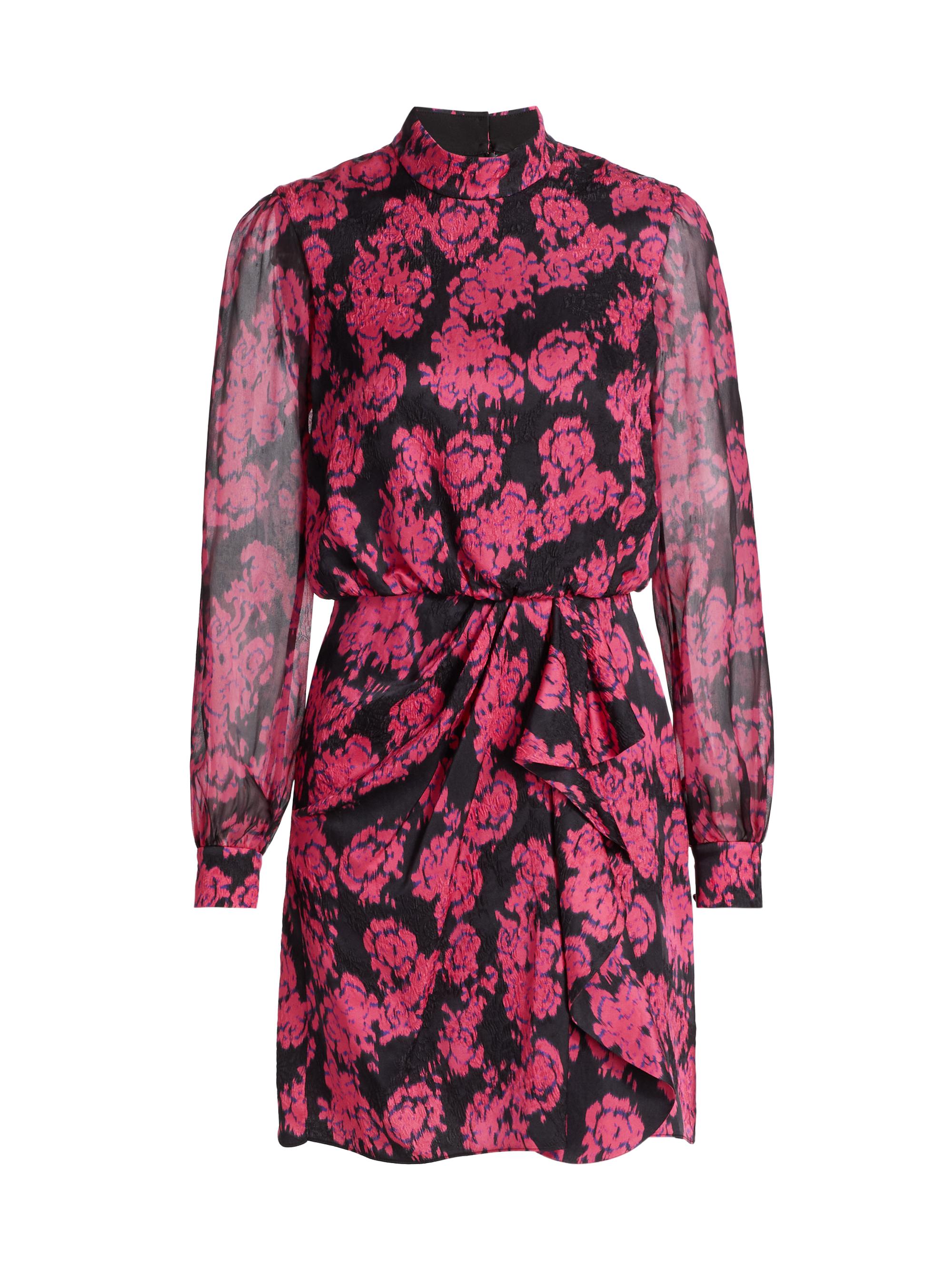 Saloni Women's Isa Floral Silk Minidress - Rosa Noir