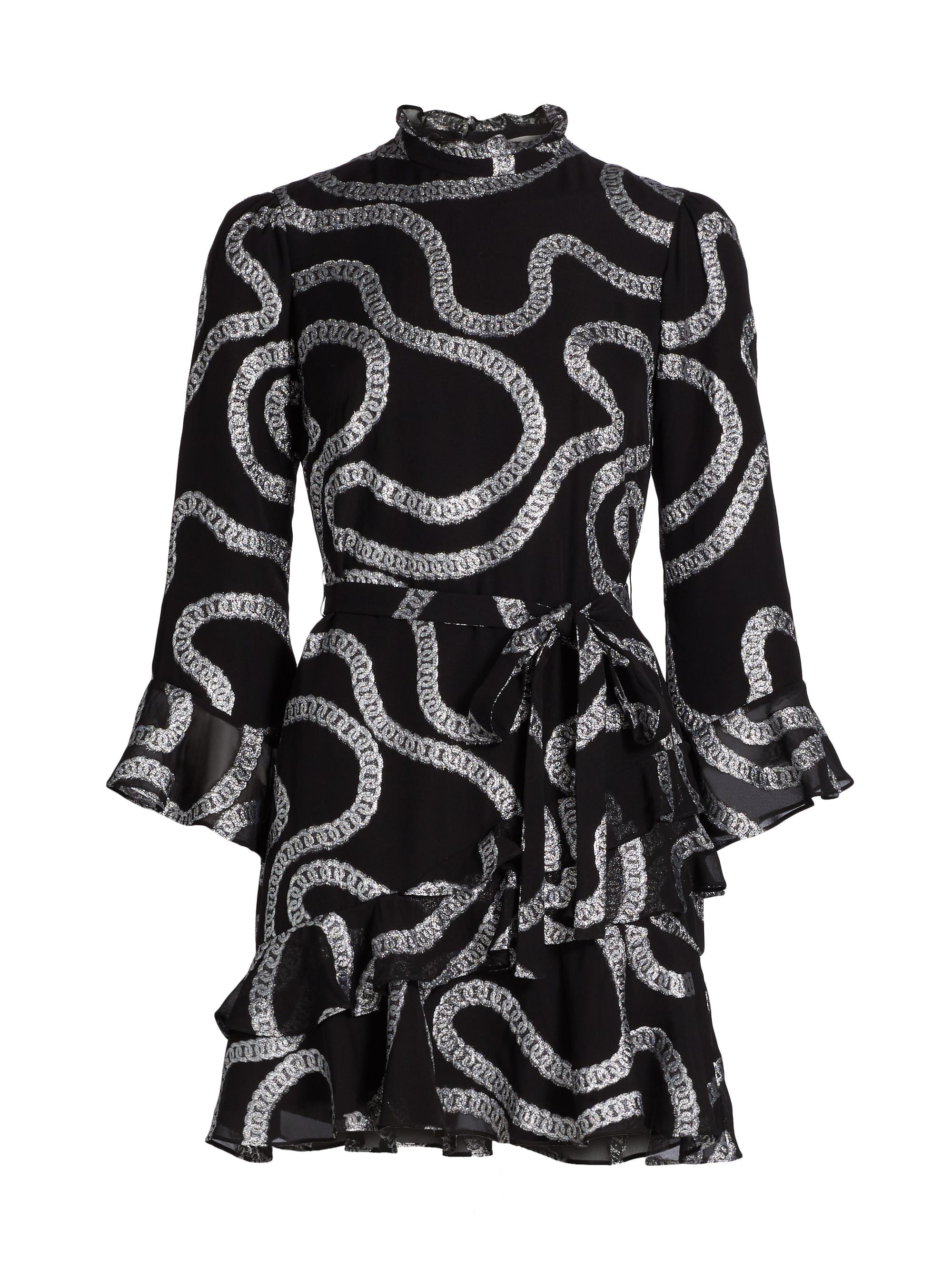 Saloni Women's Marissa Metallic Minidress - Black Silver