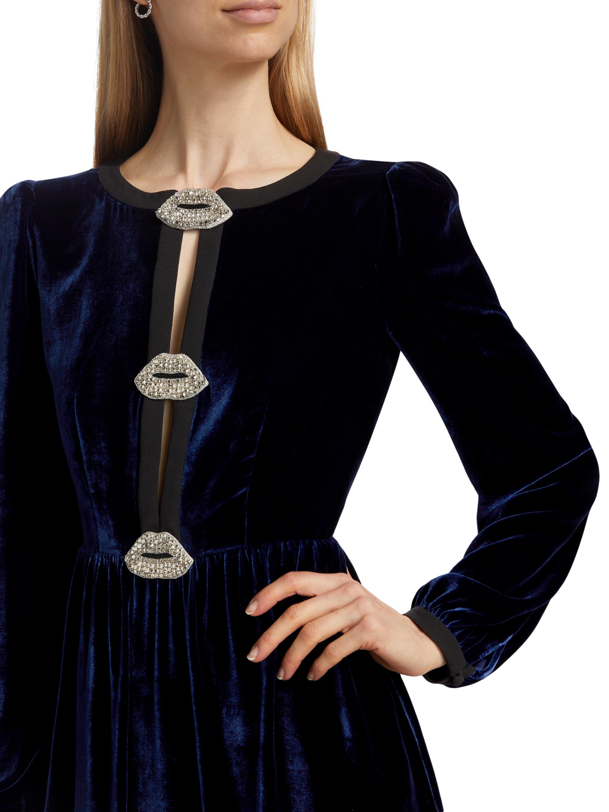 black camille bows mini dress Saloni Black Camille Velvet Embellished Pearl Bow Mini Dress