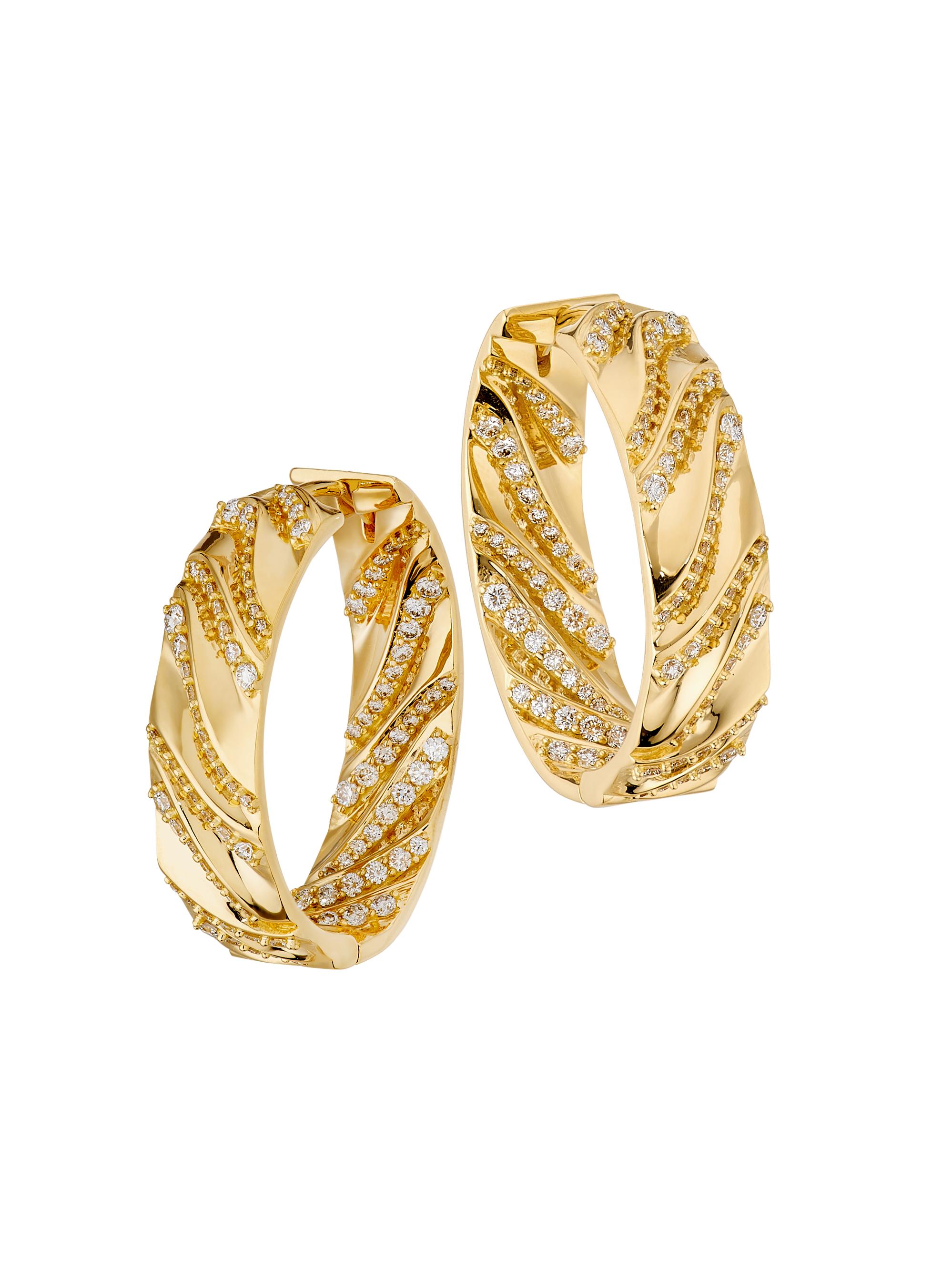 Hueb Women's Dunas 18K Yellow Gold & 1.59 TCW Diamond Hoop Earrings - Yellow Gold