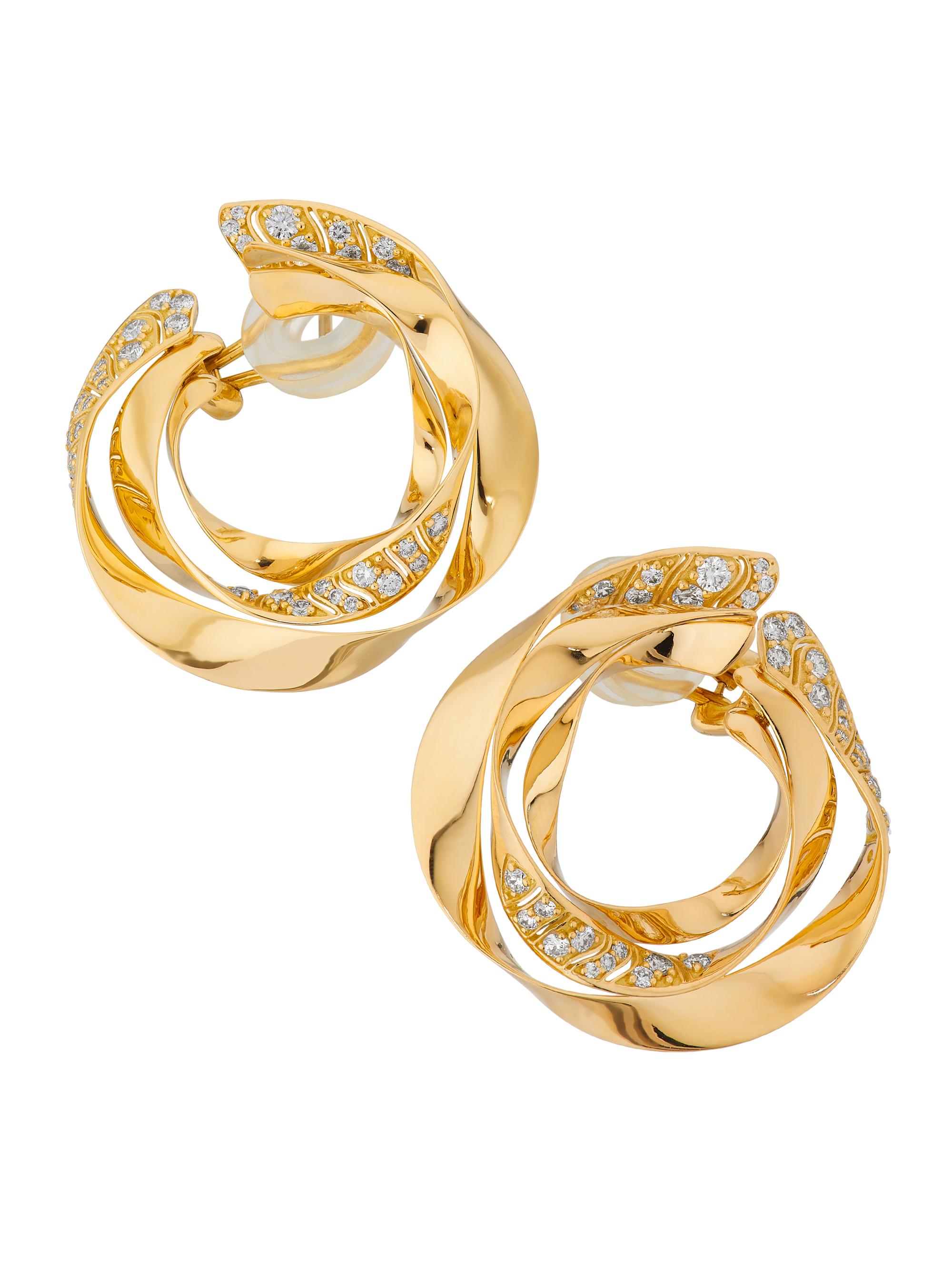 Hueb Women's Dunas 18K Yellow Gold & 1.03 TCW Diamond Twisted Hoop Earrings - Yellow Gold