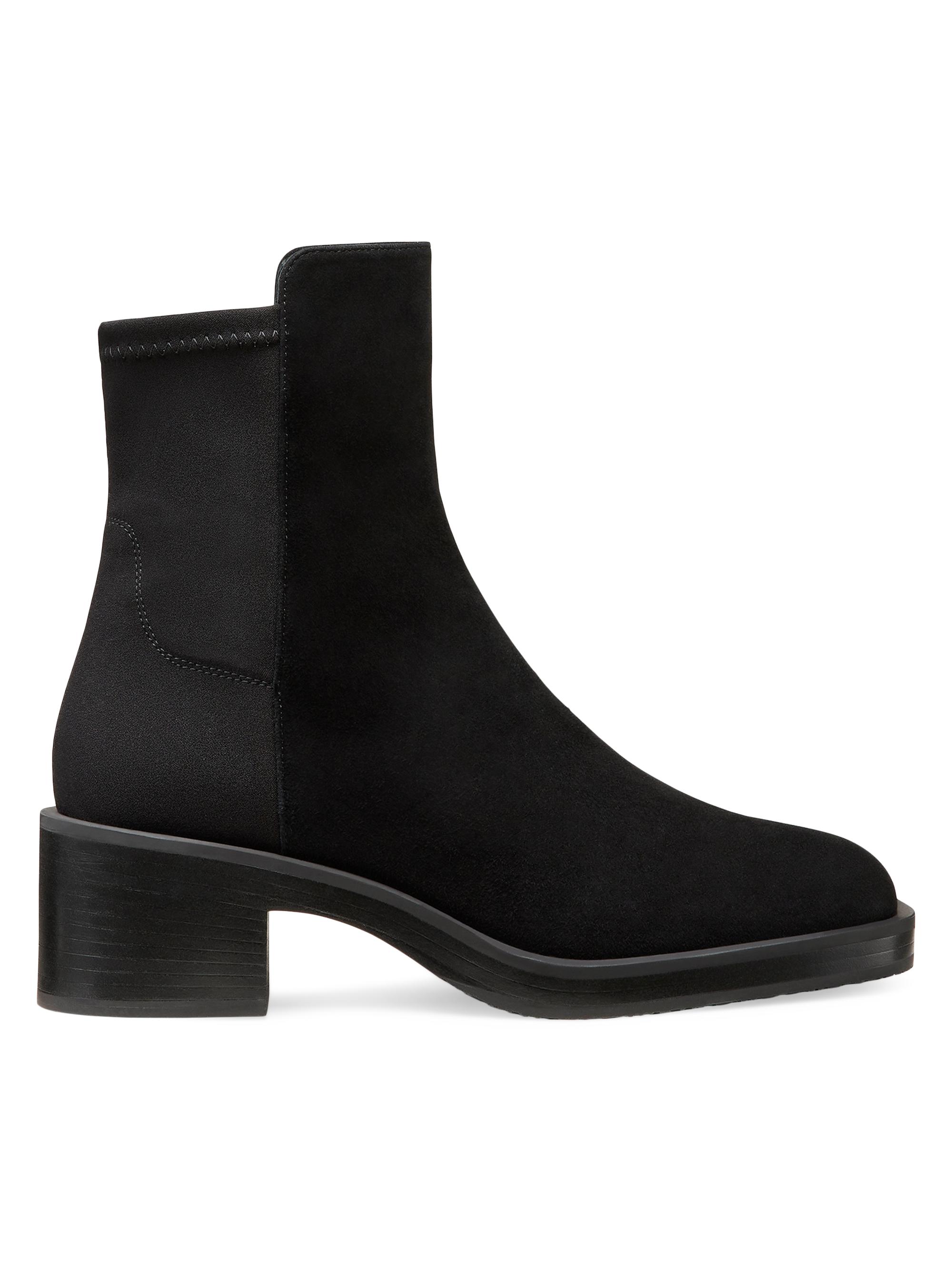 Stuart Weitzman Women's Kaia 50MM Suede Booties - Black
