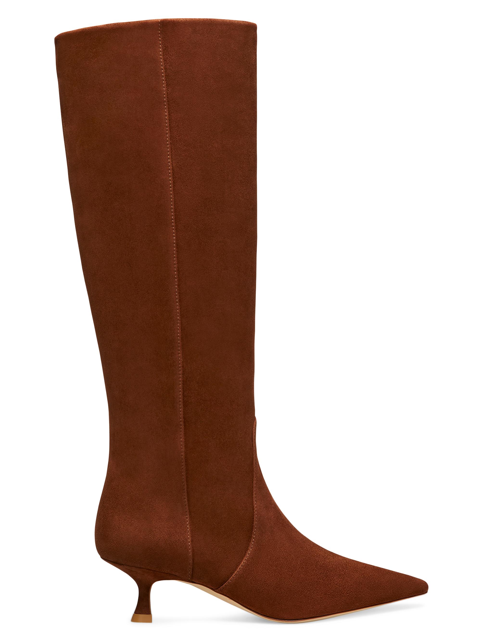 Stuart Weitzman Women's Naomi 50MM Suede Kitten-Heel Boots - Deep Coffee