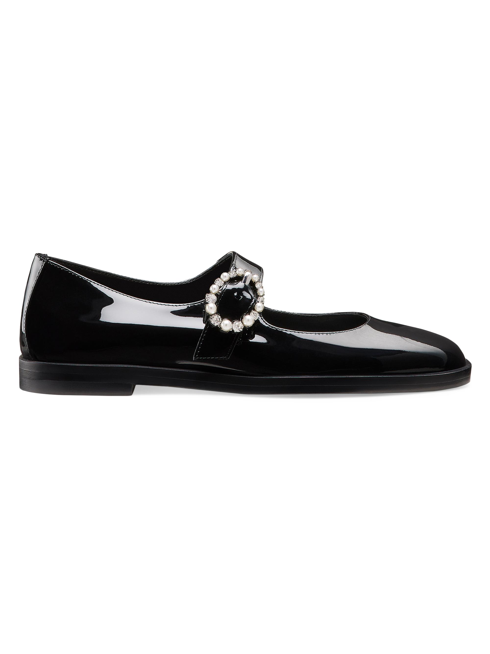 Stuart Weitzman Women's Loralei Crystal-Embellished Mary Janes - Black