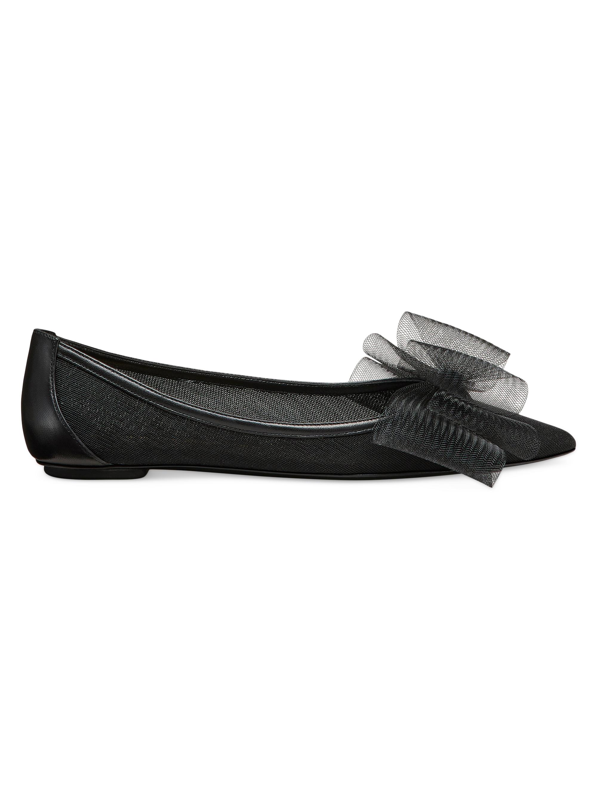Stuart Weitzman Women's Blushing Bow Mesh Flats - Black