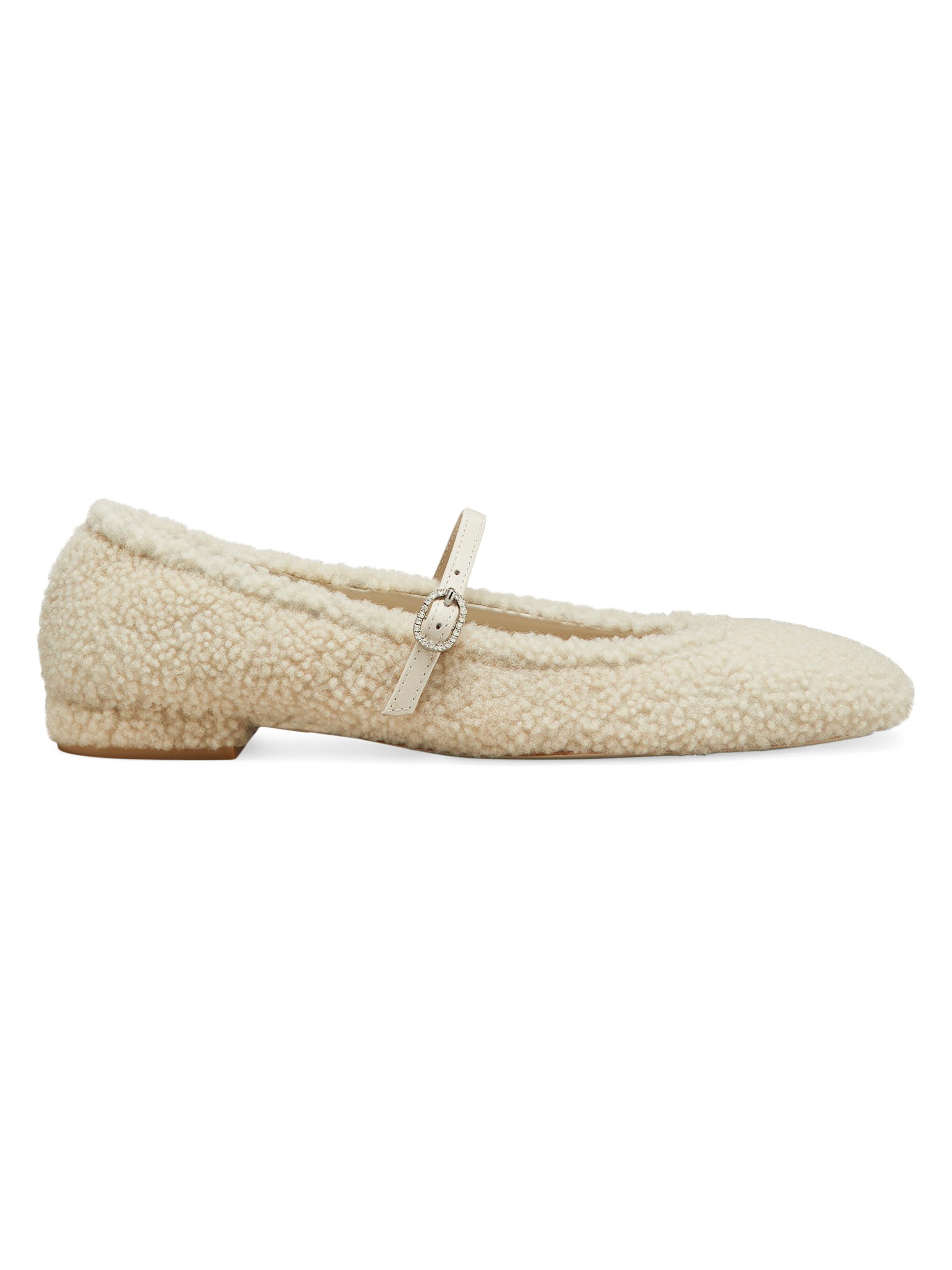Stuart Weitzman Women's Lennox Shearling Leather Flats - Natural