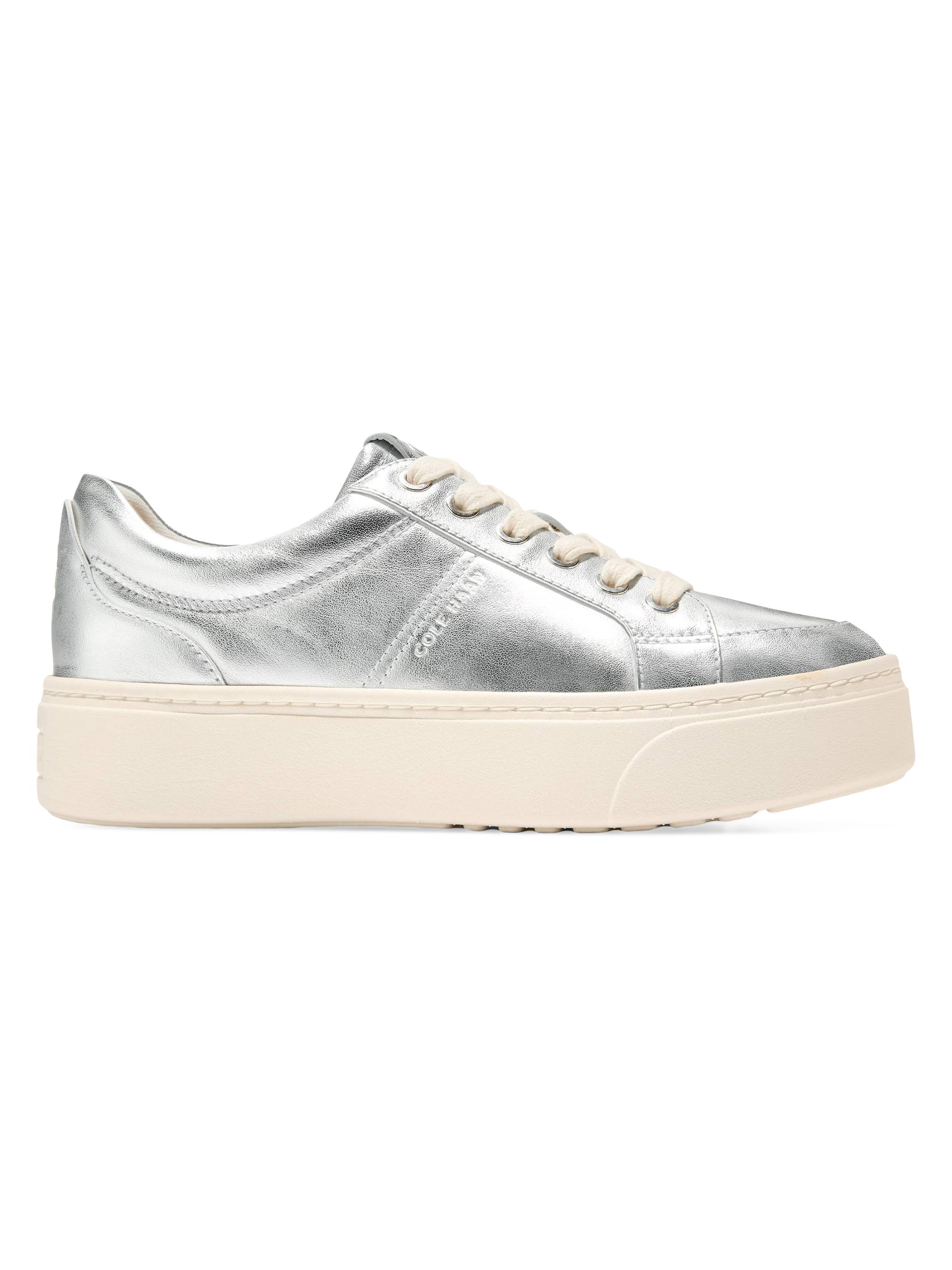 Cole Haan Women's Grandpro Max Metallic Leather Platform Sneakers - Silver