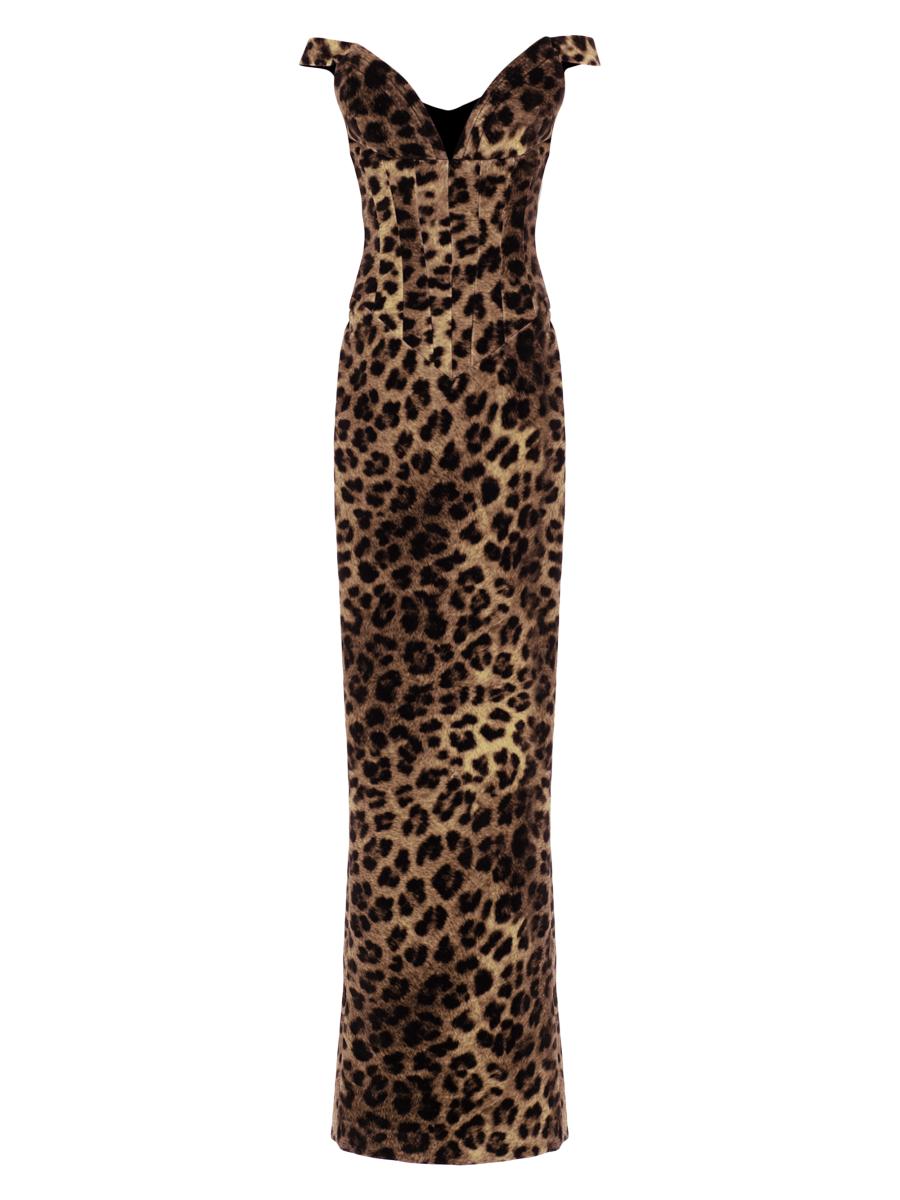 The New Arrivals Ilkyaz Ozel Shakti Leopard Off-The-Shoulder