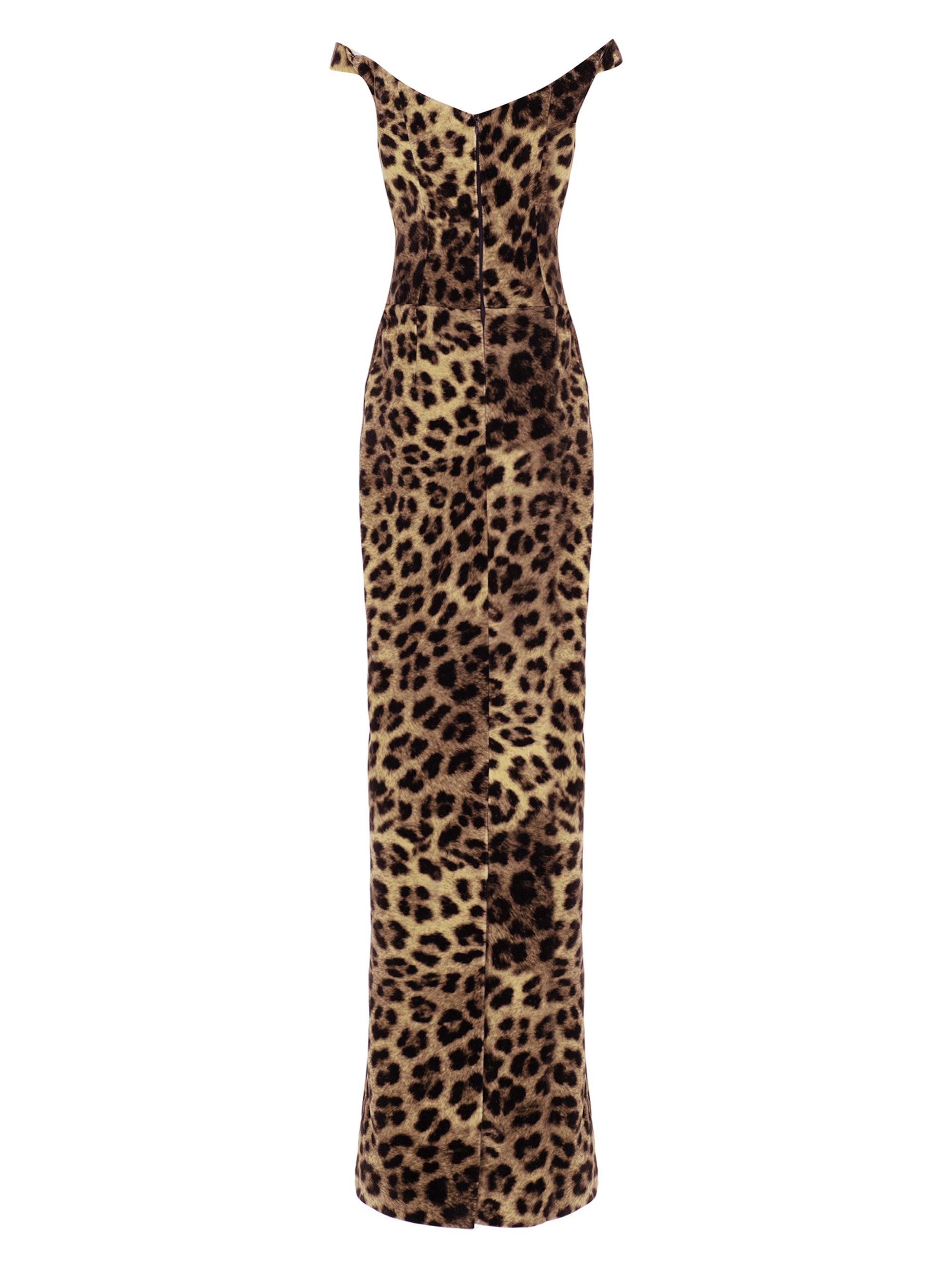 The New Arrivals Ilkyaz Ozel Shakti Leopard Off-The-Shoulder Maxi