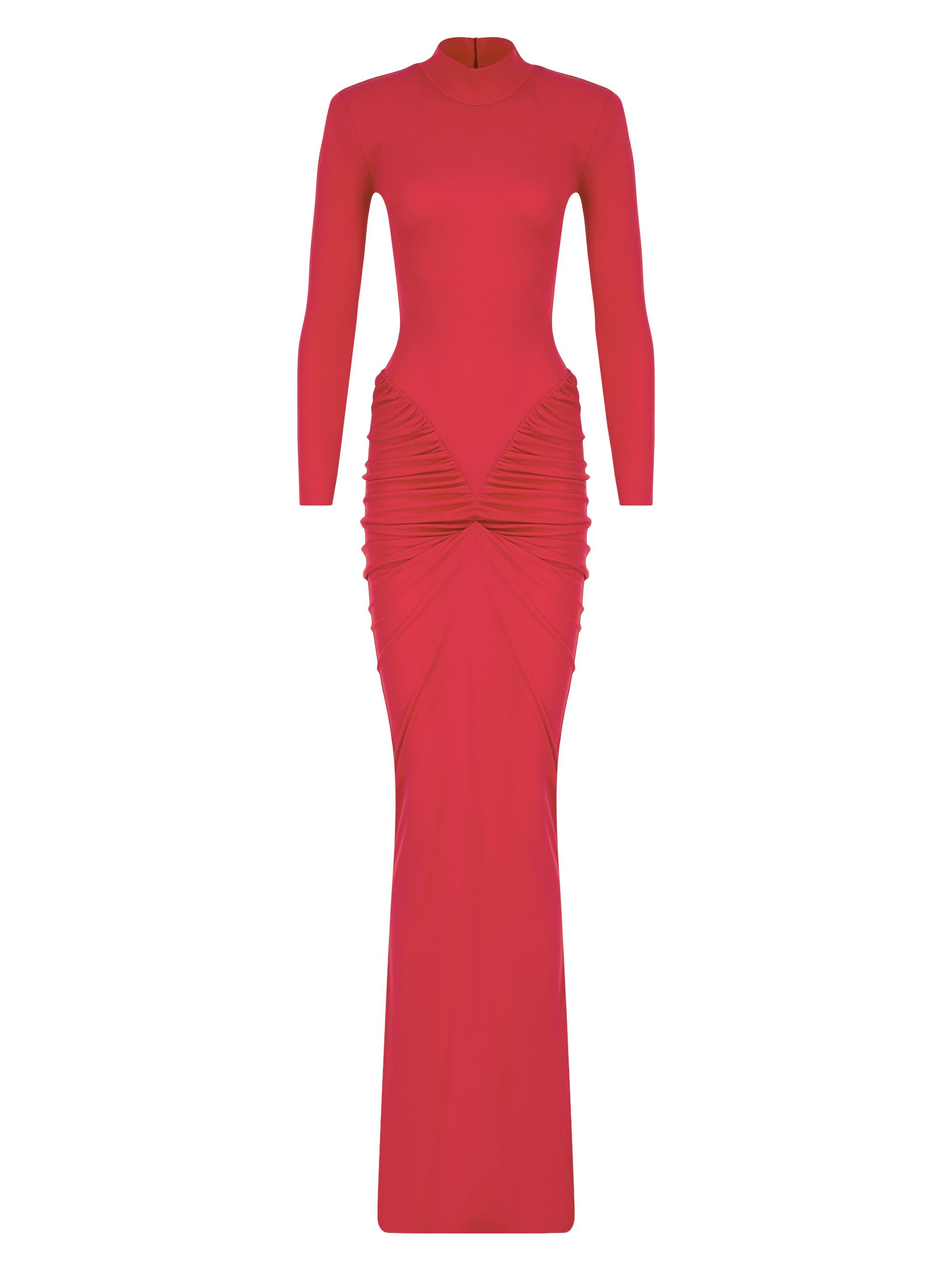 The New Arrivals Ilkyaz Ozel Women's Darja Gathered Stretch Knit Maxi-Dress - Firedance