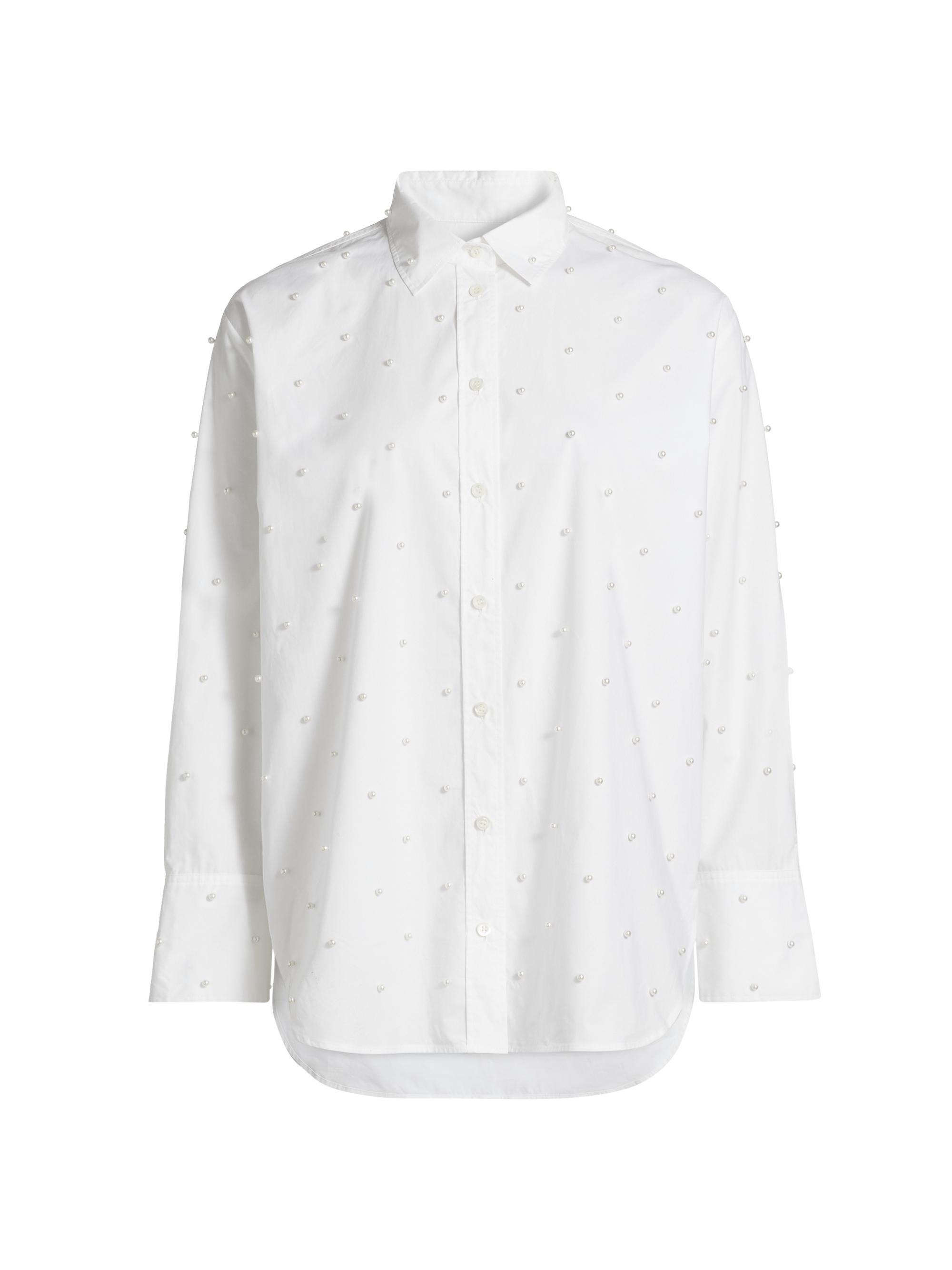 Frame Women's Imitation Pearl Button-Front Shirt - White