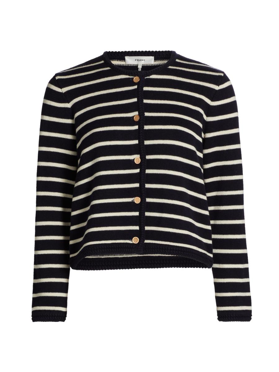 【Fetico】STRIPE KNIT SHORT CARDIGAN /BLK STRIPE KNIT SHORT CARDIGAN｜FETICO