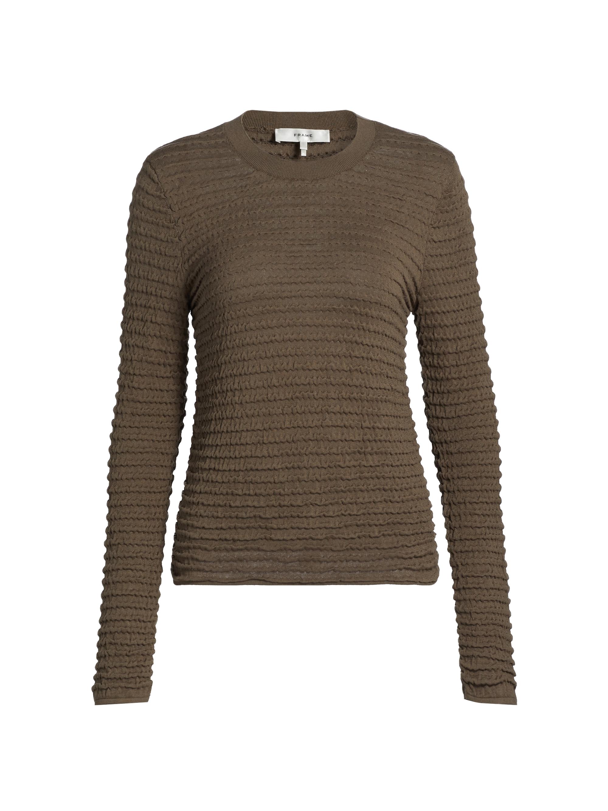 Frame Women's Smocked Silk-Cotton Crewneck Top - Wine