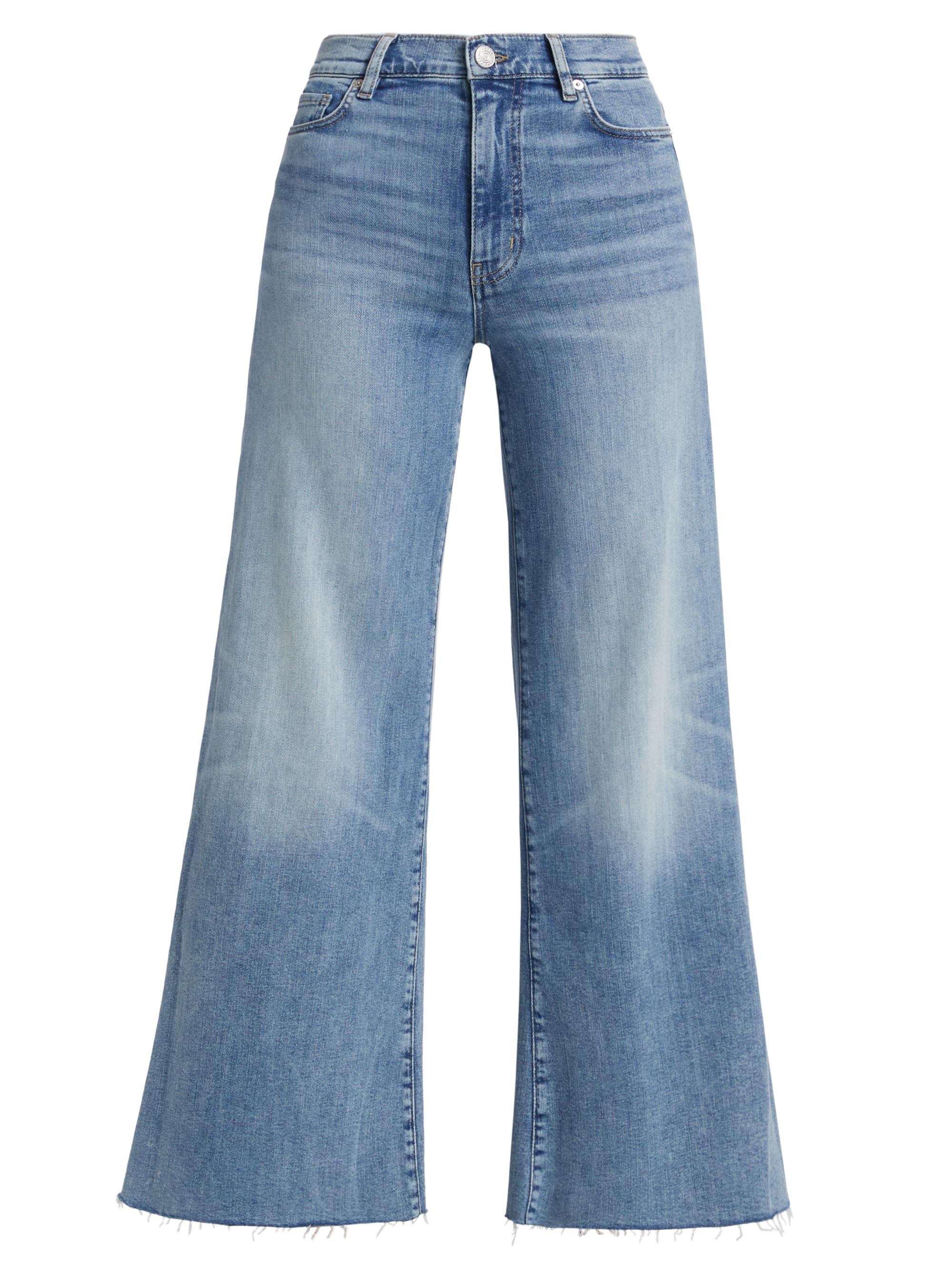 Frame Women's Le Palazzo Crop Raw Fray High-Rise Jeans - Whimsy