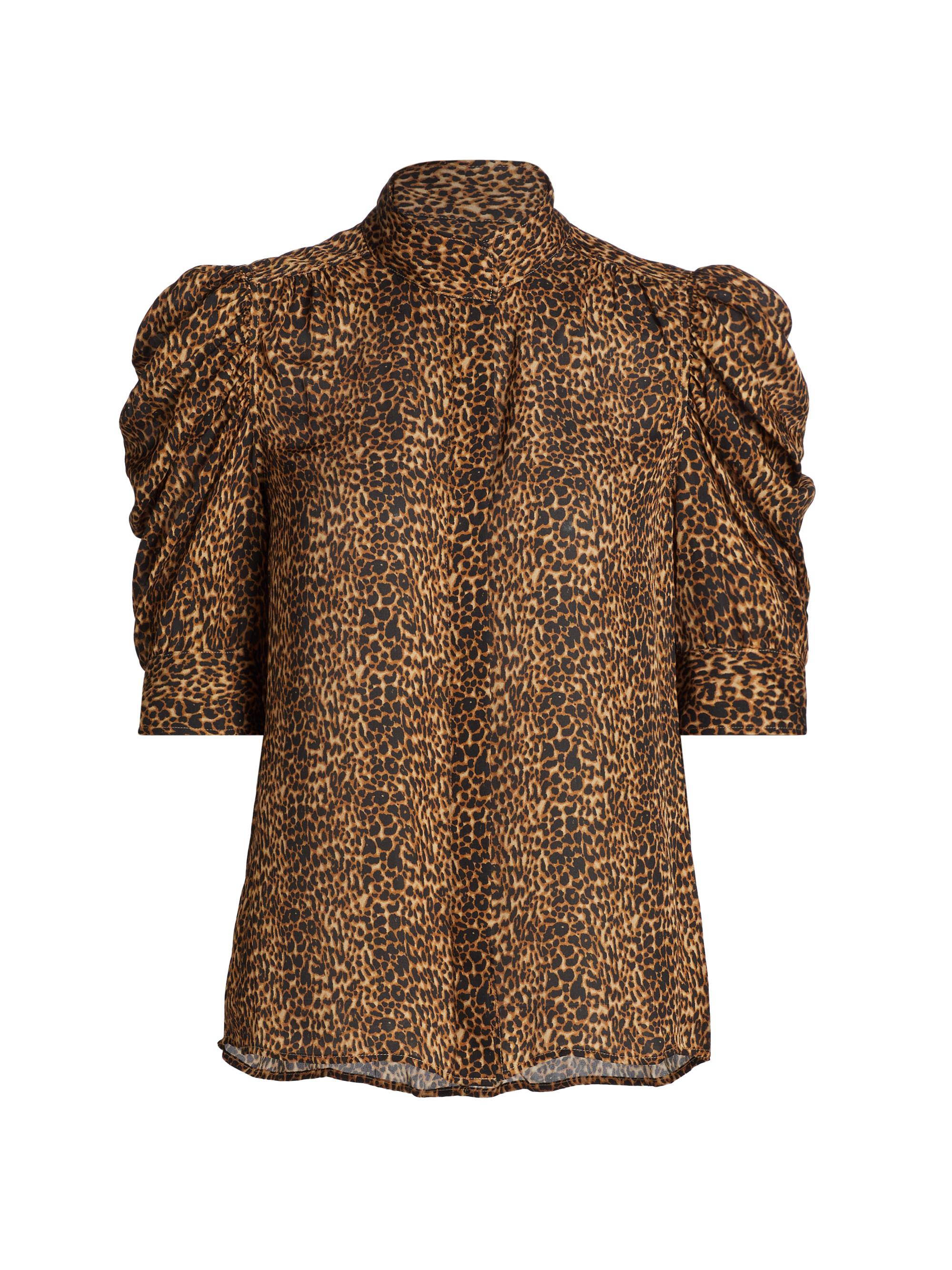 Frame Women's Gillian Leopard Silk Top - Sand Multi