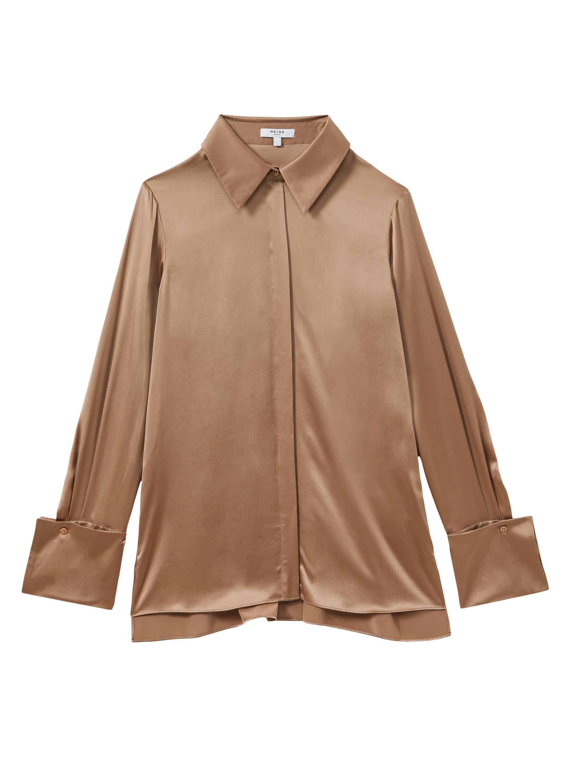 Reiss Women's Hailey Silk Shirt - Mink