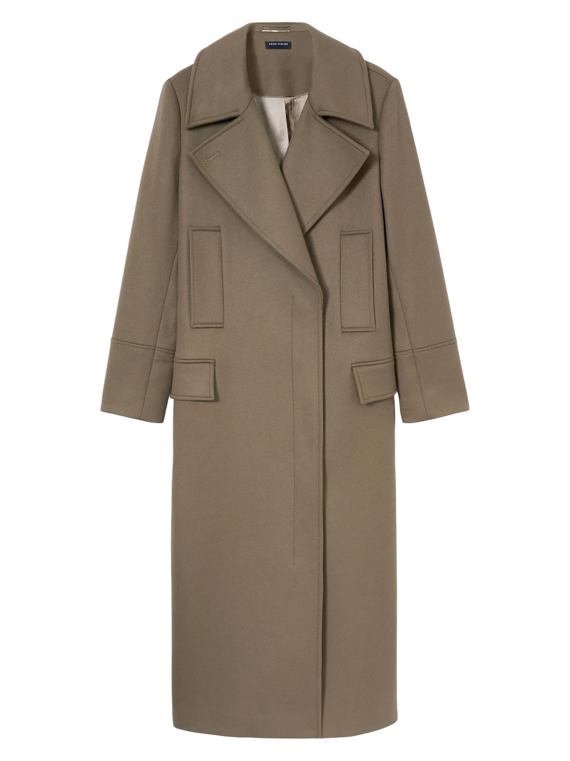 Reiss Atelier Women's Neave Wool-Blend Double-Breasted Coat - Khaki