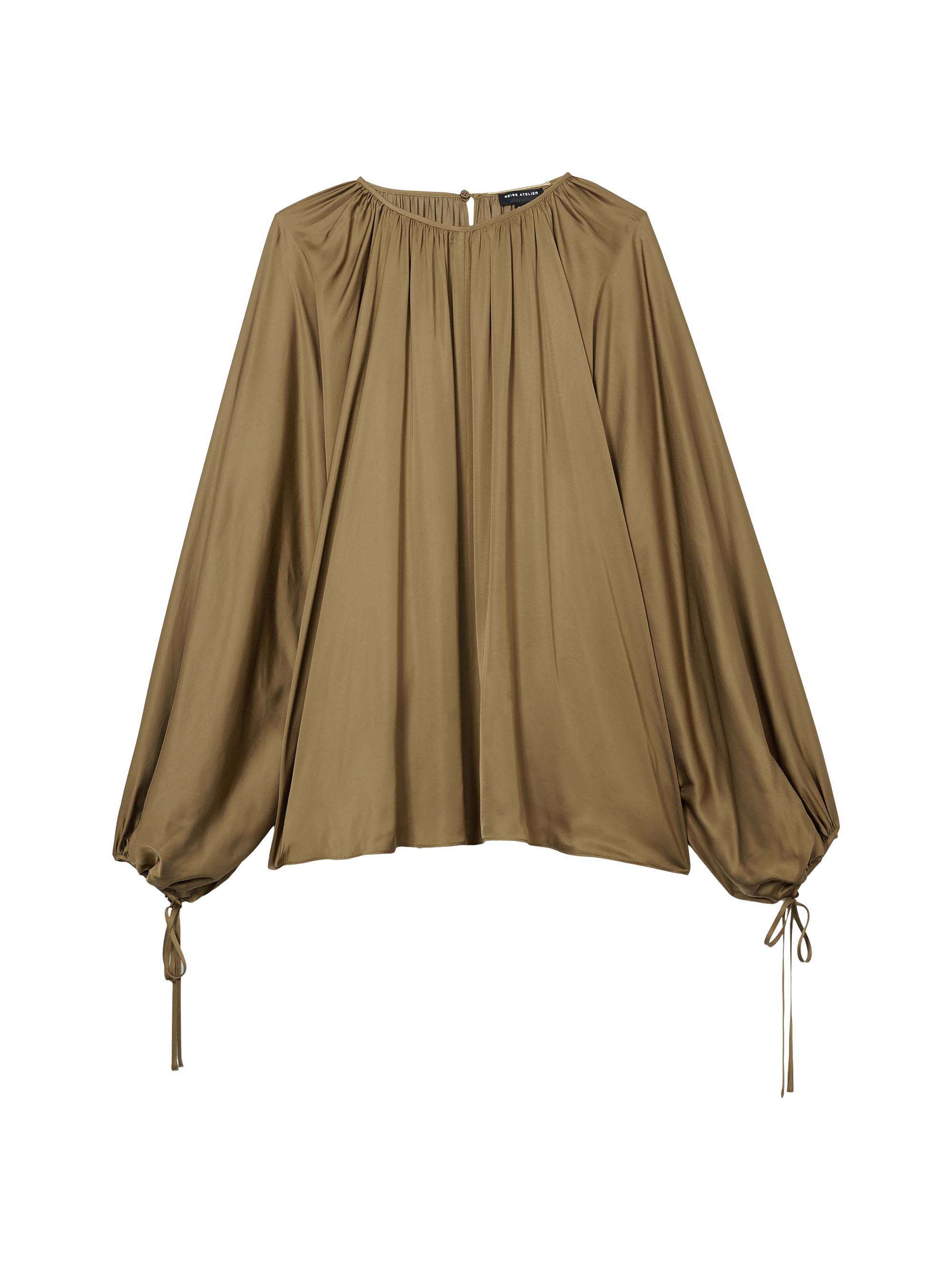Reiss Atelier Finley Draped Balloon-Sleeve Blouse | Saks Fifth Avenue