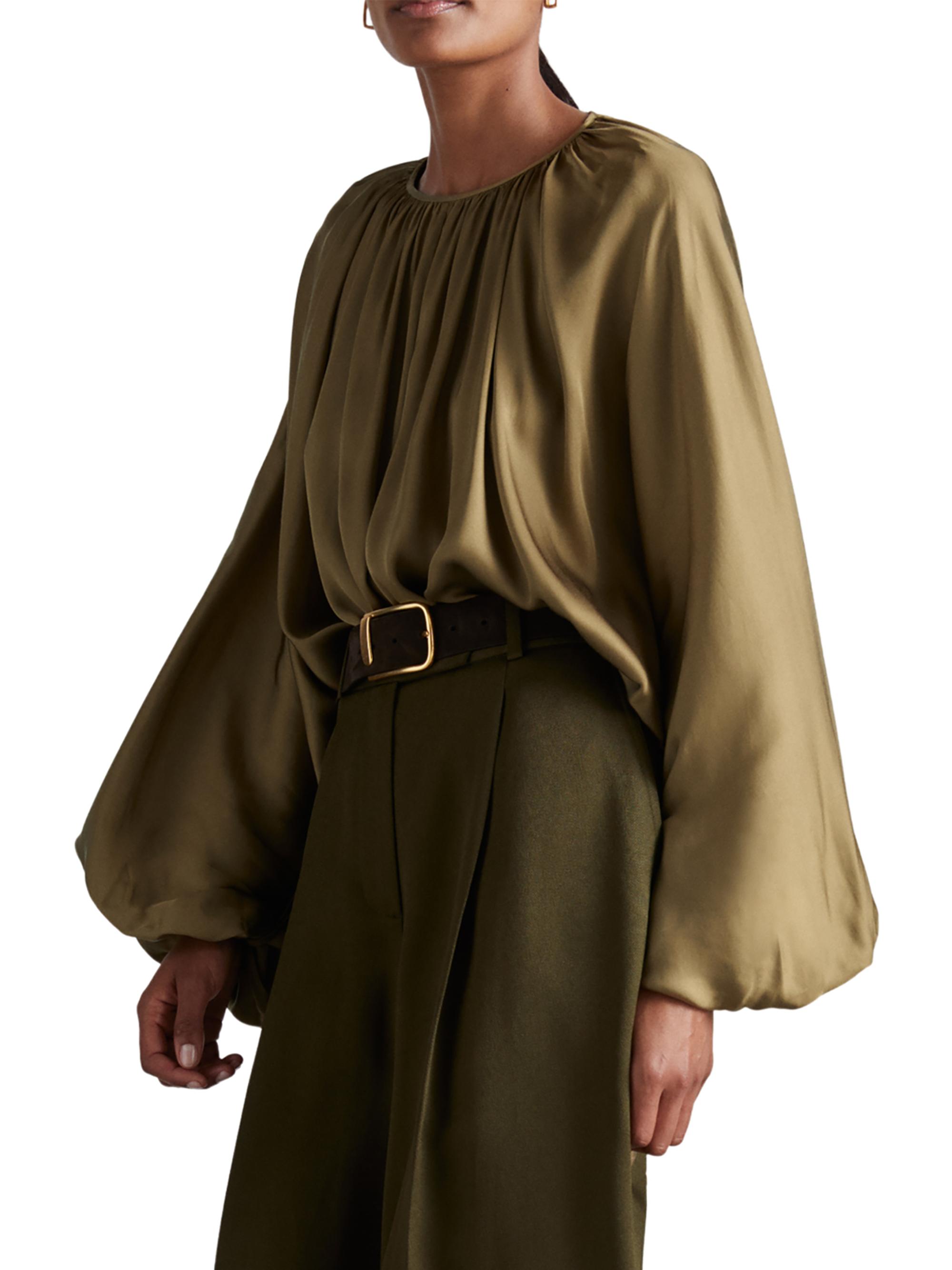 Reiss Atelier Finley Draped Balloon-Sleeve Blouse | Saks Fifth Avenue