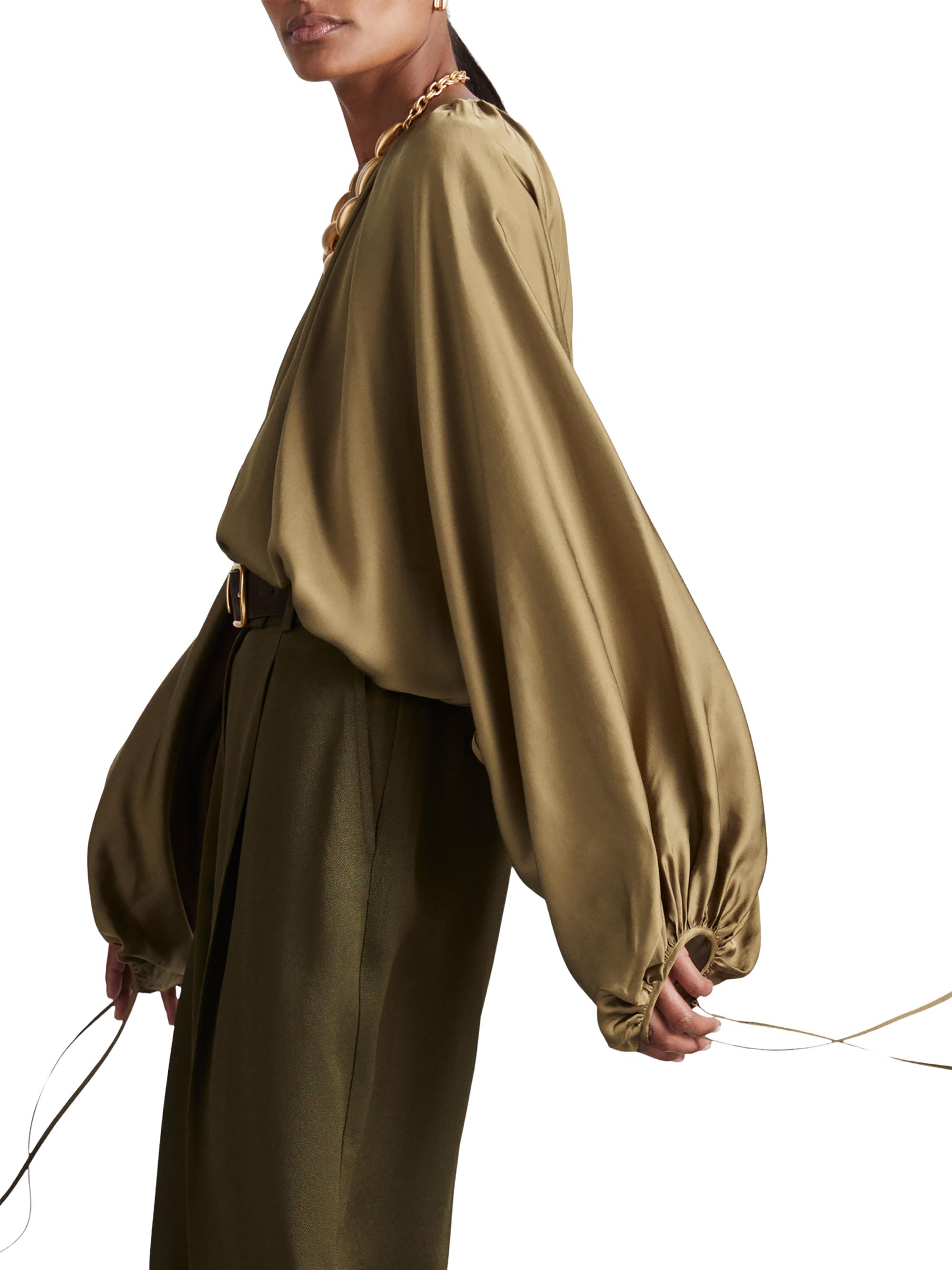 Reiss Atelier Finley Draped Balloon-Sleeve Blouse | Saks Fifth Avenue