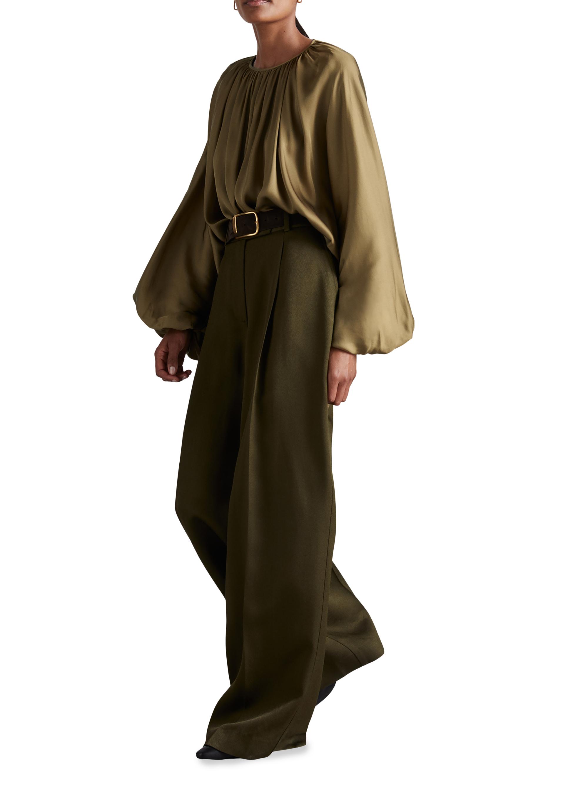 Reiss Atelier Finley Draped Balloon-Sleeve Blouse | Saks Fifth Avenue