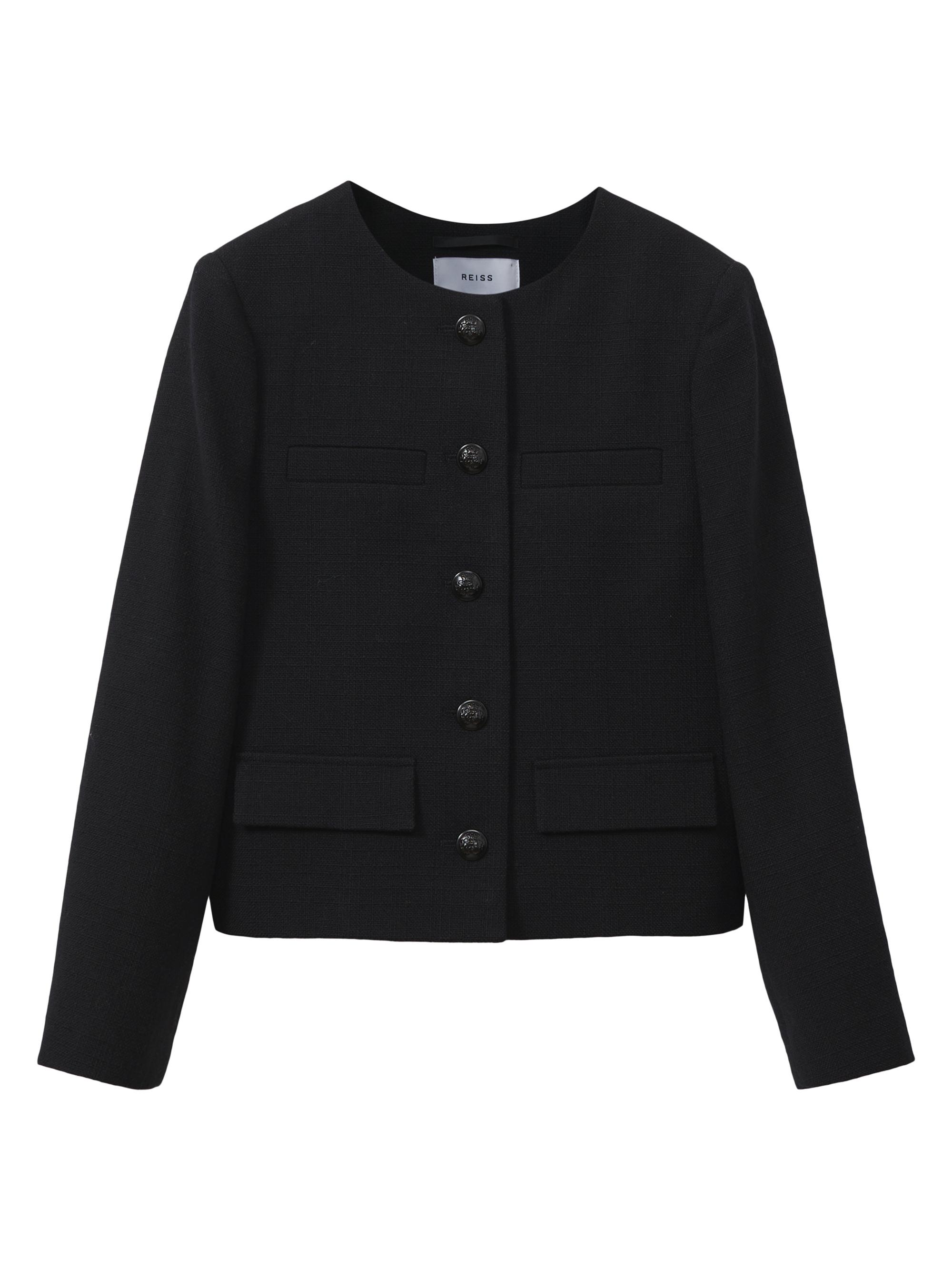 Reiss Women's Nola Wool Crop Cardigan - Black