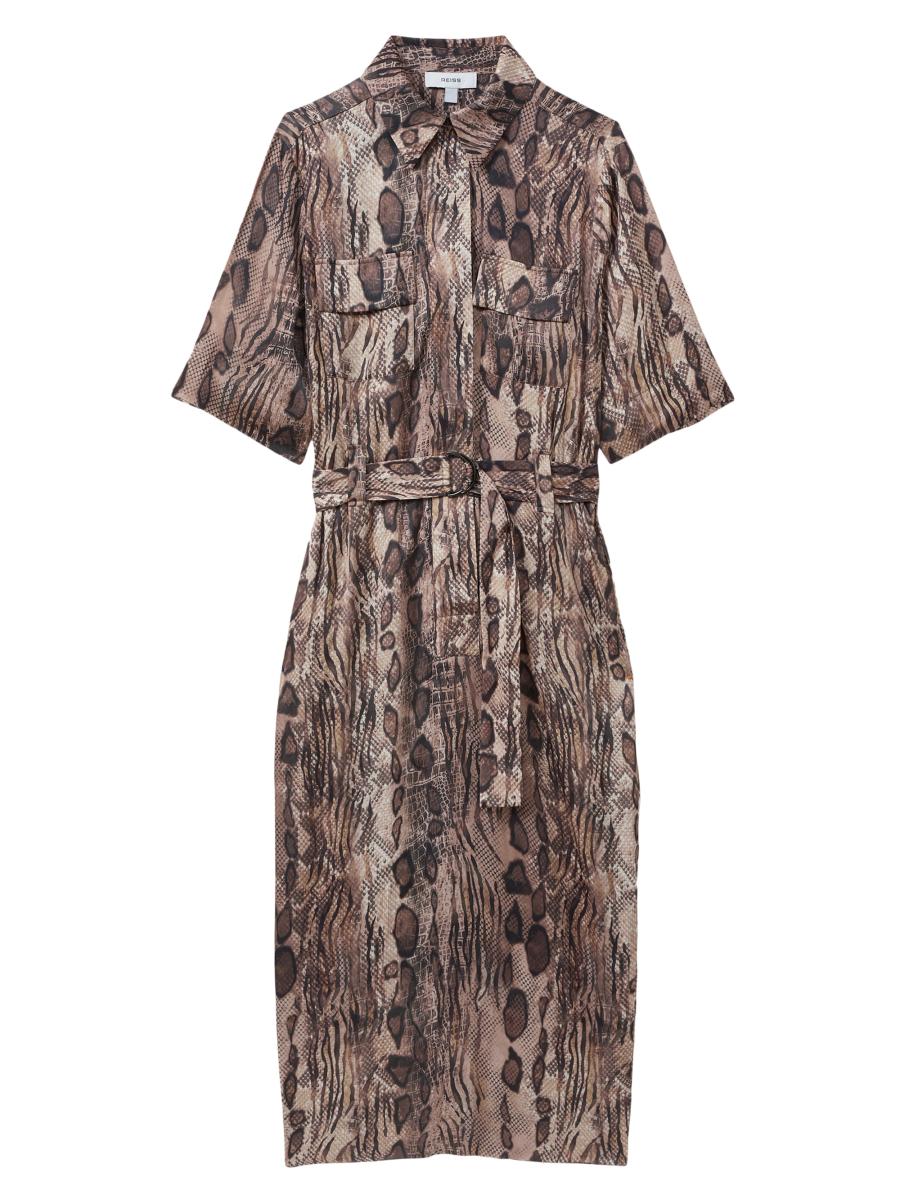 Reiss Farah Snake Tie-Waist Midi-Dress | Saks Fifth Avenue