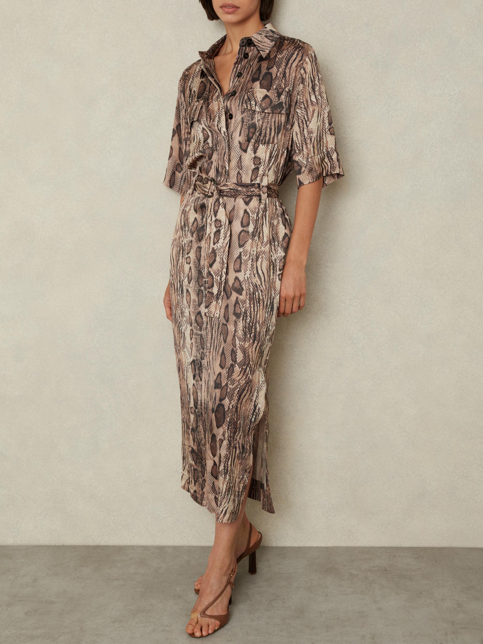 knee length dresses for ladies Snake Print Midi Dress S main image 0