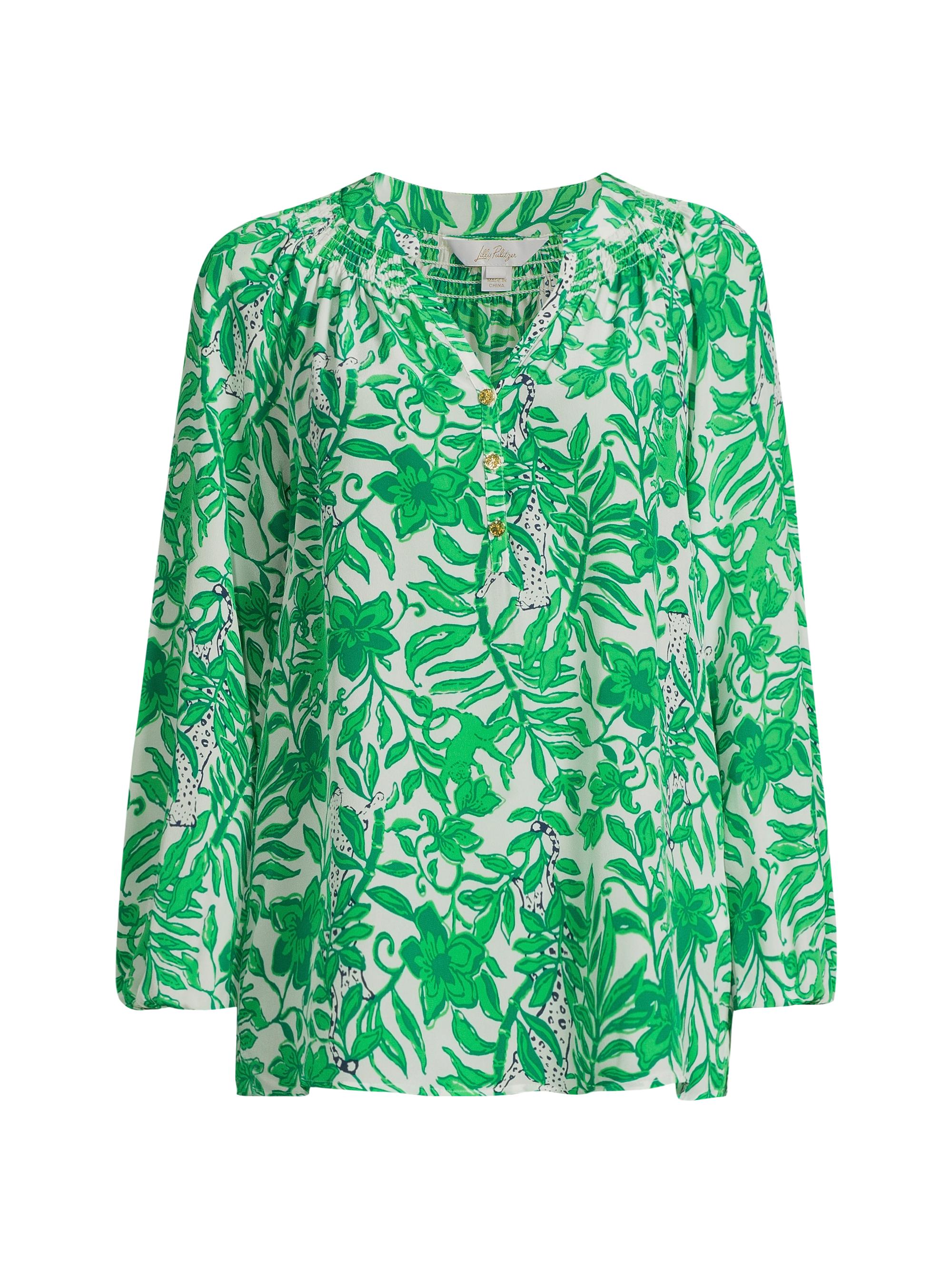 Lilly Pulitzer Elsa Leafy Silk Top | Saks Fifth Avenue