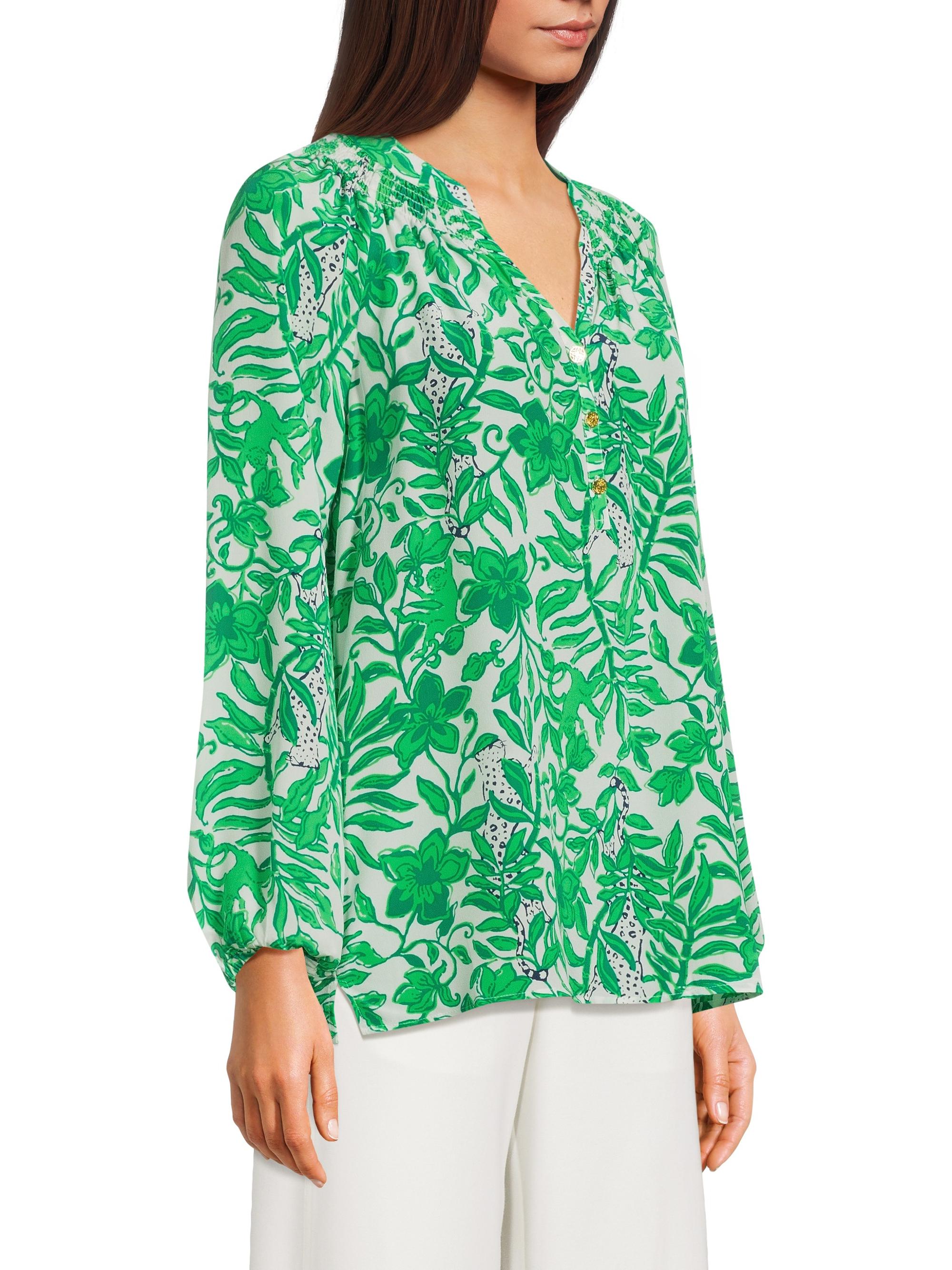 Lilly Pulitzer Elsa Leafy Silk Top | Saks Fifth Avenue