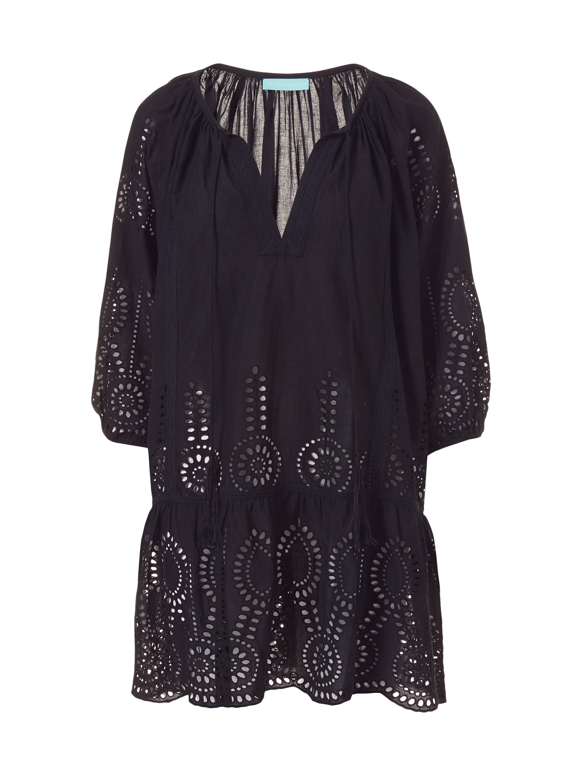 Melissa Odabash Women's Ashley Eyelet Cotton Cover-Up Minidress - Black | Thumbnail 8