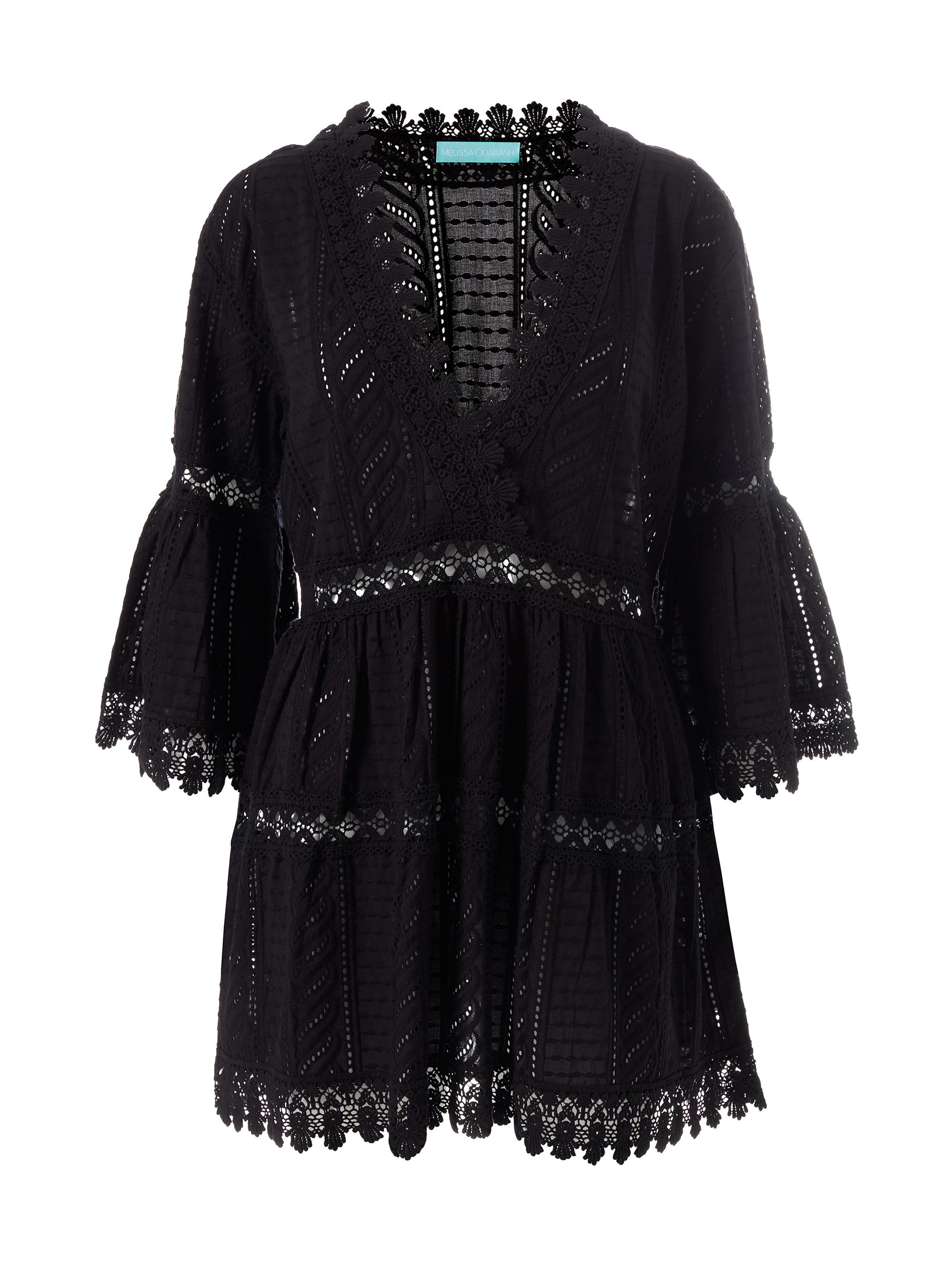 Melissa Odabash Women's Victoria Broderie Anglaise Tiered Minidress - Black