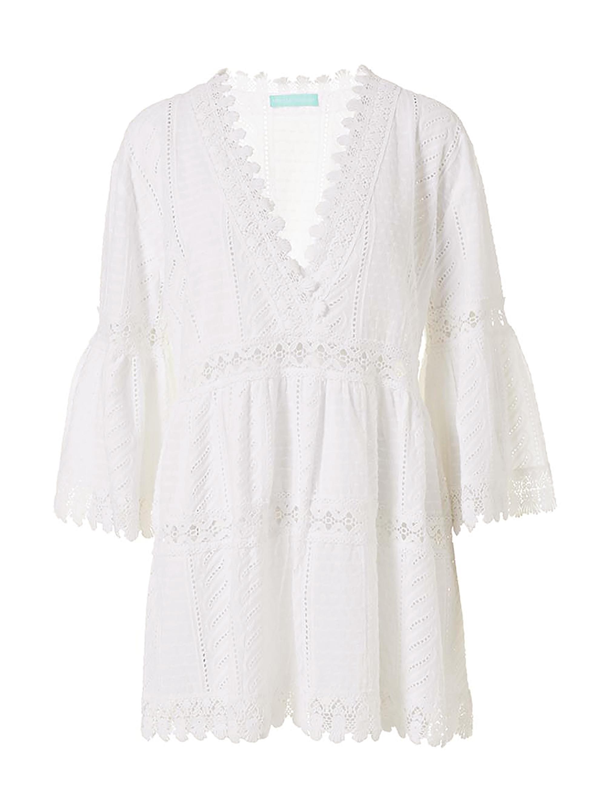 Melissa Odabash Women's Victoria Broderie Anglaise Tiered Minidress - White