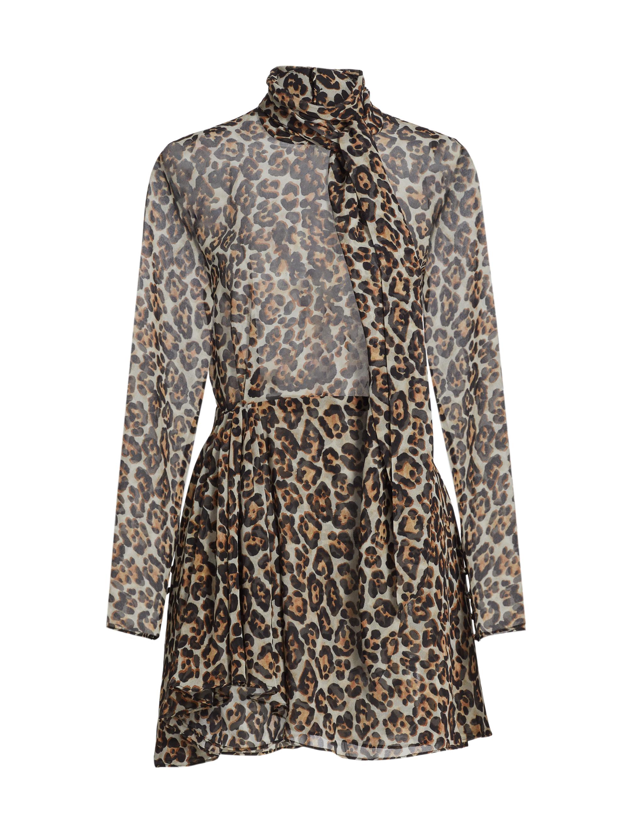 Ronny Kobo Women's Carlotta Leopard Tieneck Minidress - Leopard