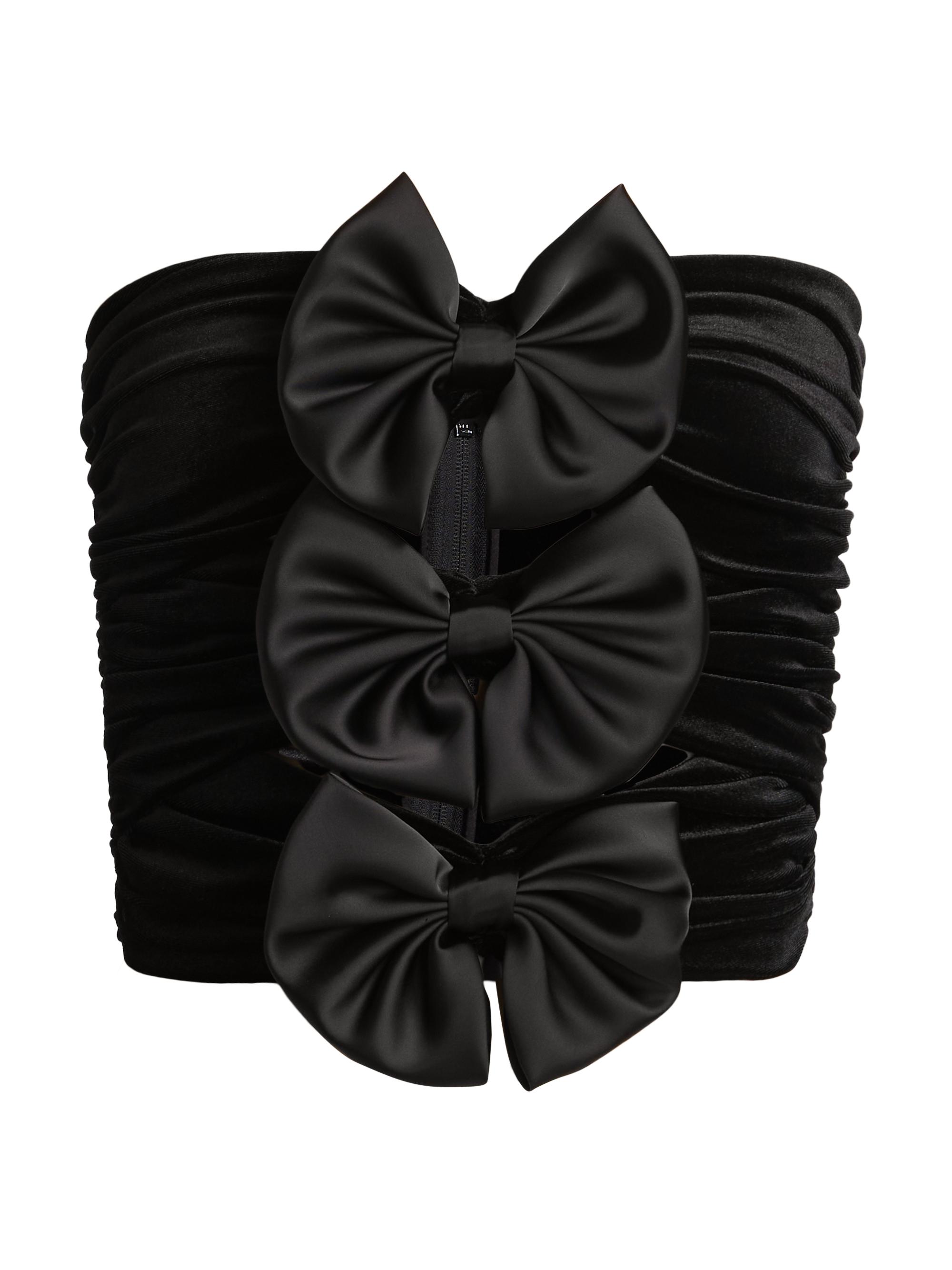 Ronny Kobo Women's Hepburn Ruched Bow Corset Top - Black