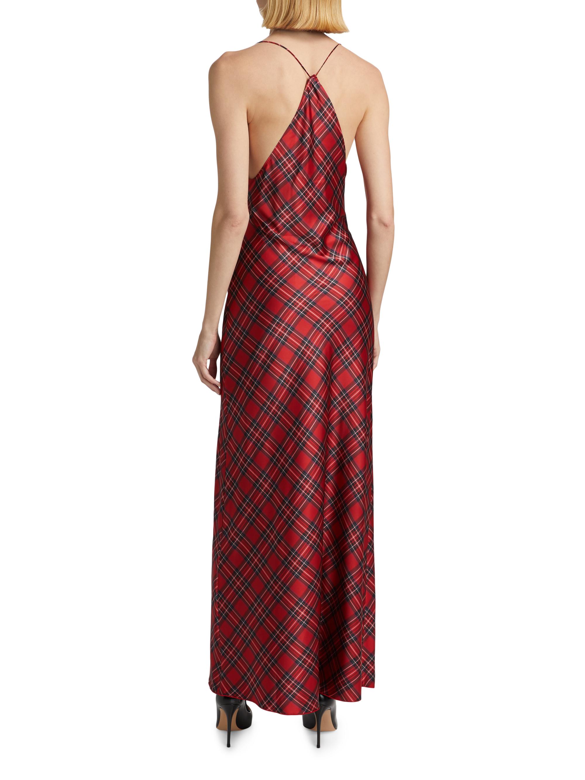 Ronny Kobo Bethanne Plaid Satin Maxi Dress Saks Fifth Avenue