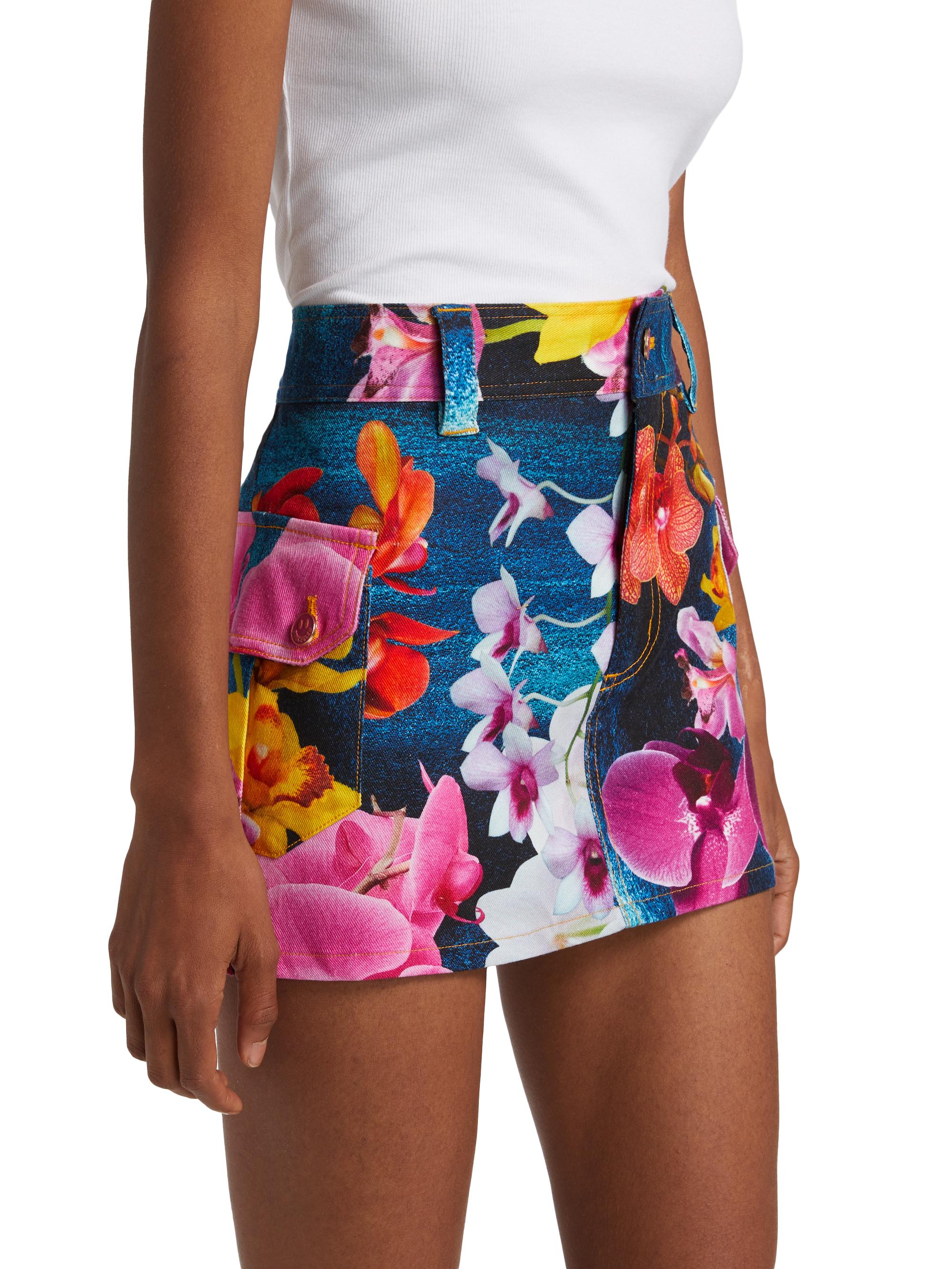 BruceGlen Orchid Floral Denim Cargo Miniskirt | Saks Fifth Avenue