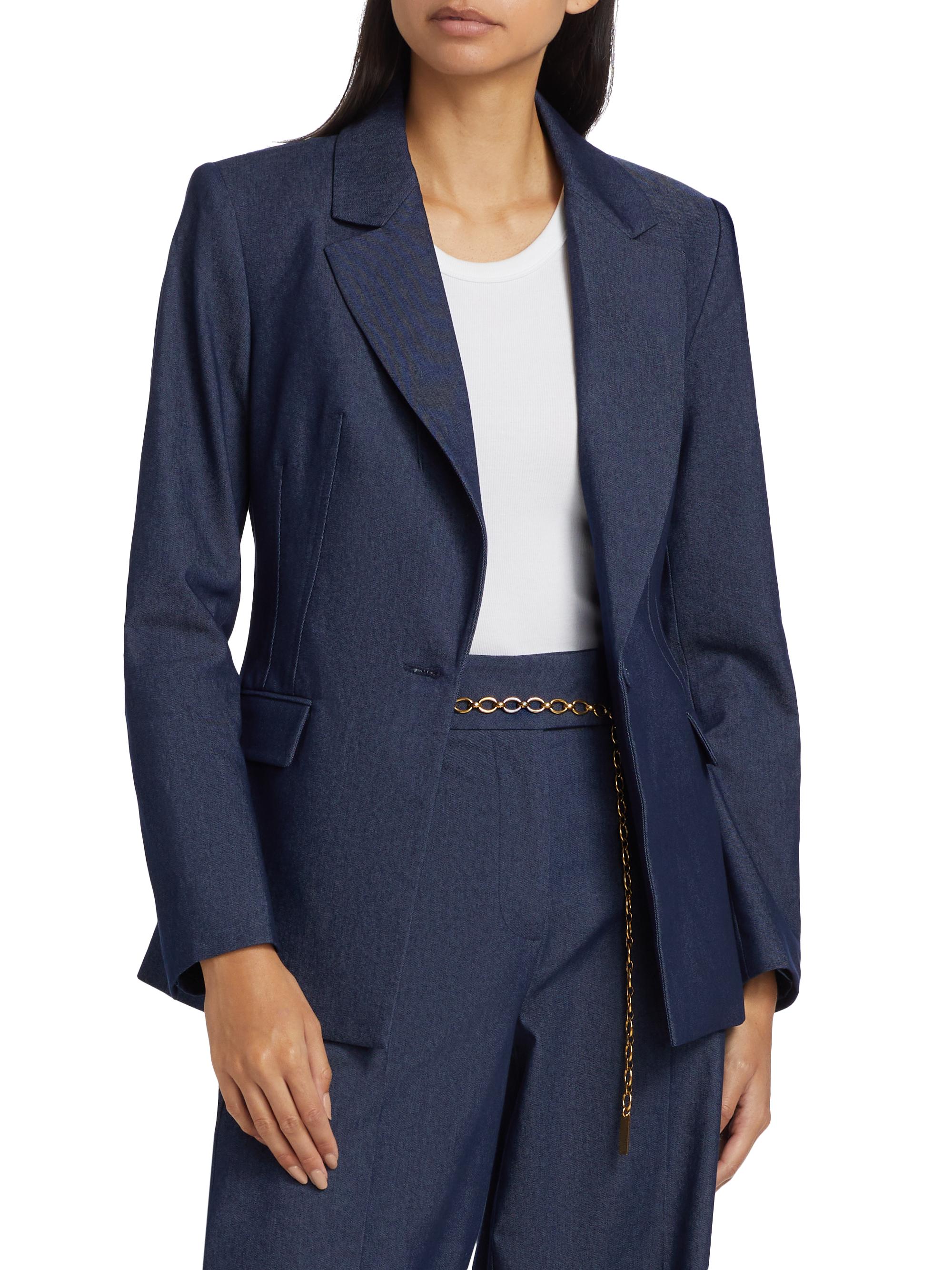 If Only Studio Stretch-Denim Single-Breasted Blazer | Saks Fifth
