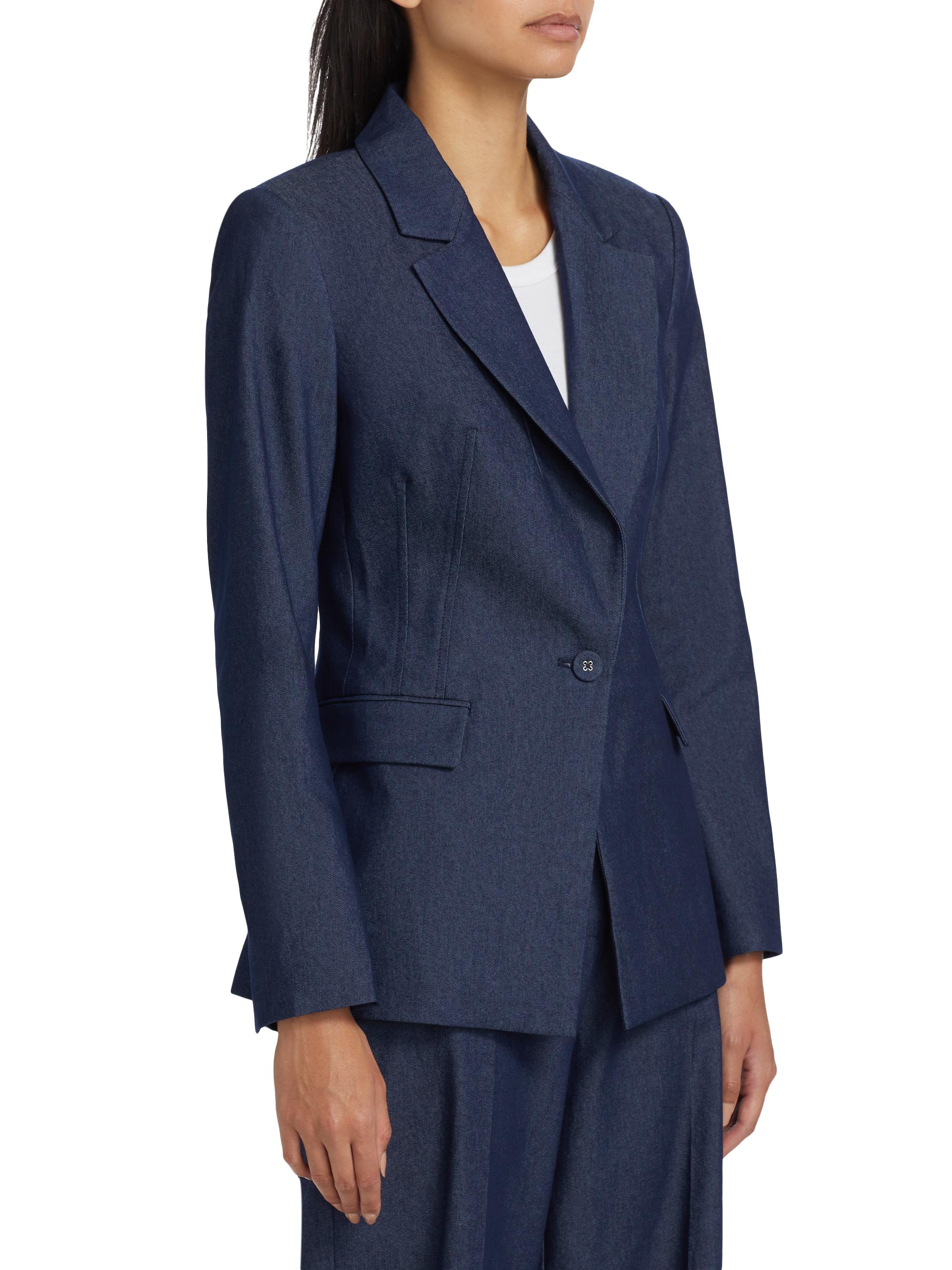If Only Studio Stretch-Denim Single-Breasted Blazer | Saks