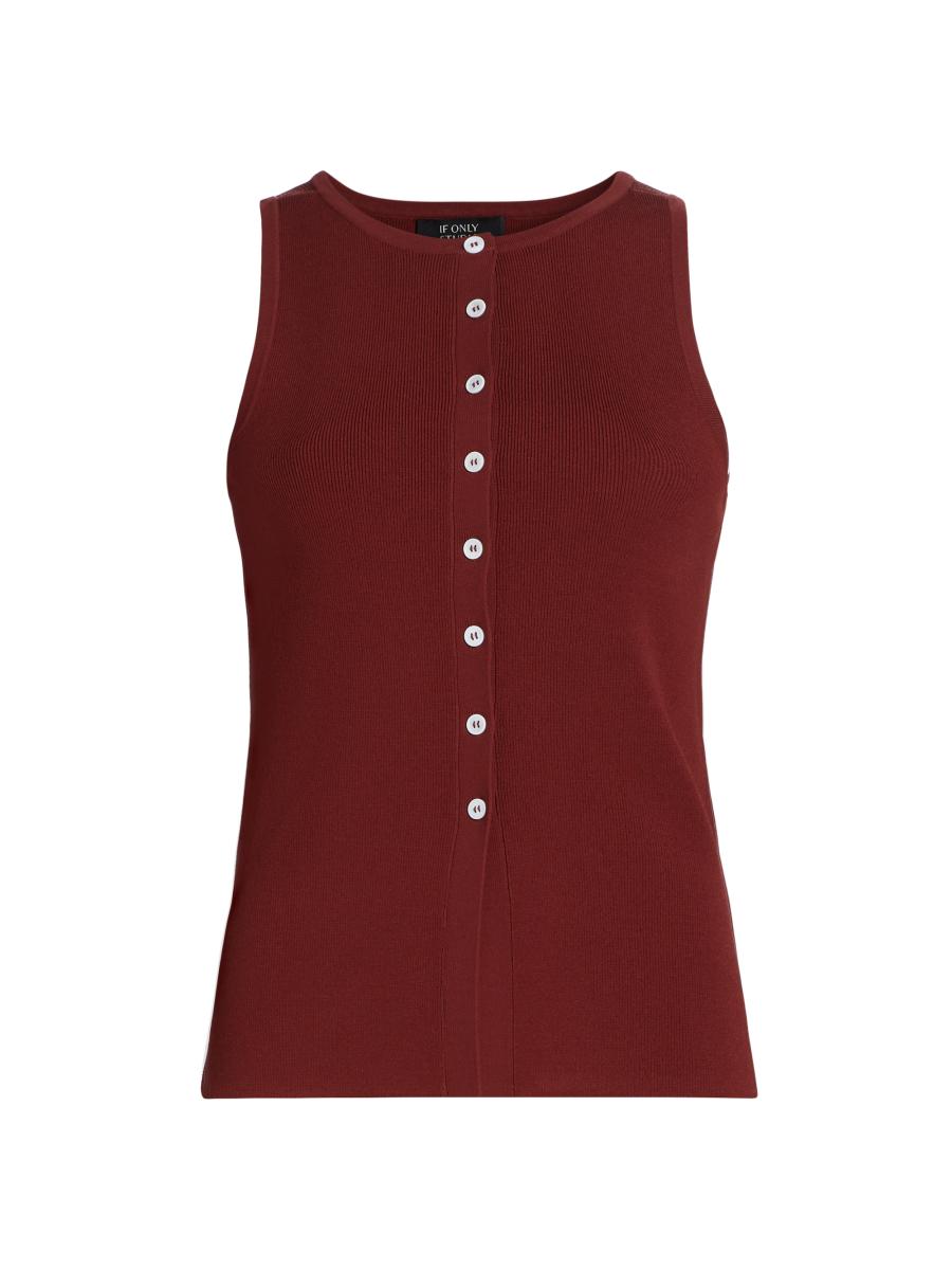 If Only Studio Women's Knit Sleeveless Cardigan In Burgundy