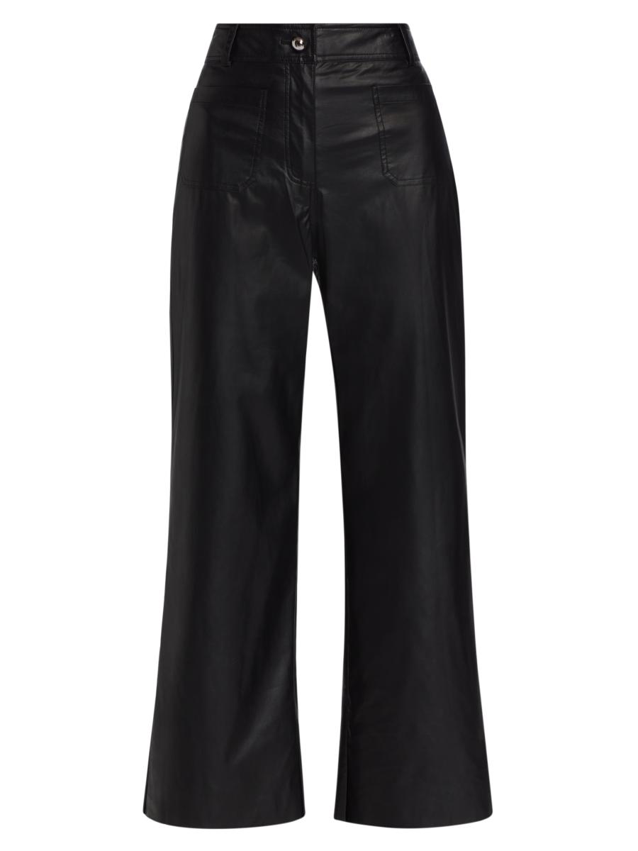 If Only Studio Women's Faux Leather Wide-leg Pants In Black