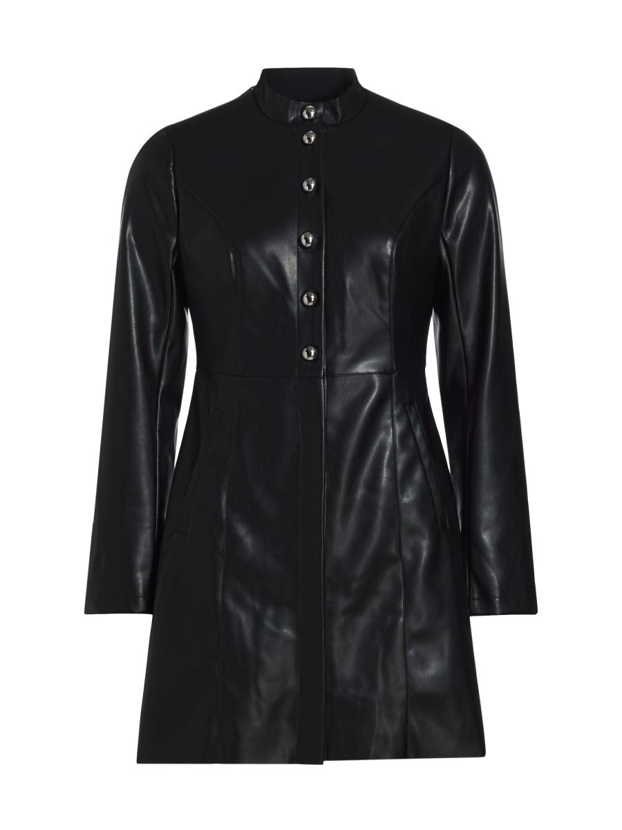 If Only Studio Women's Faux-leather Mini Shirtdress In Black