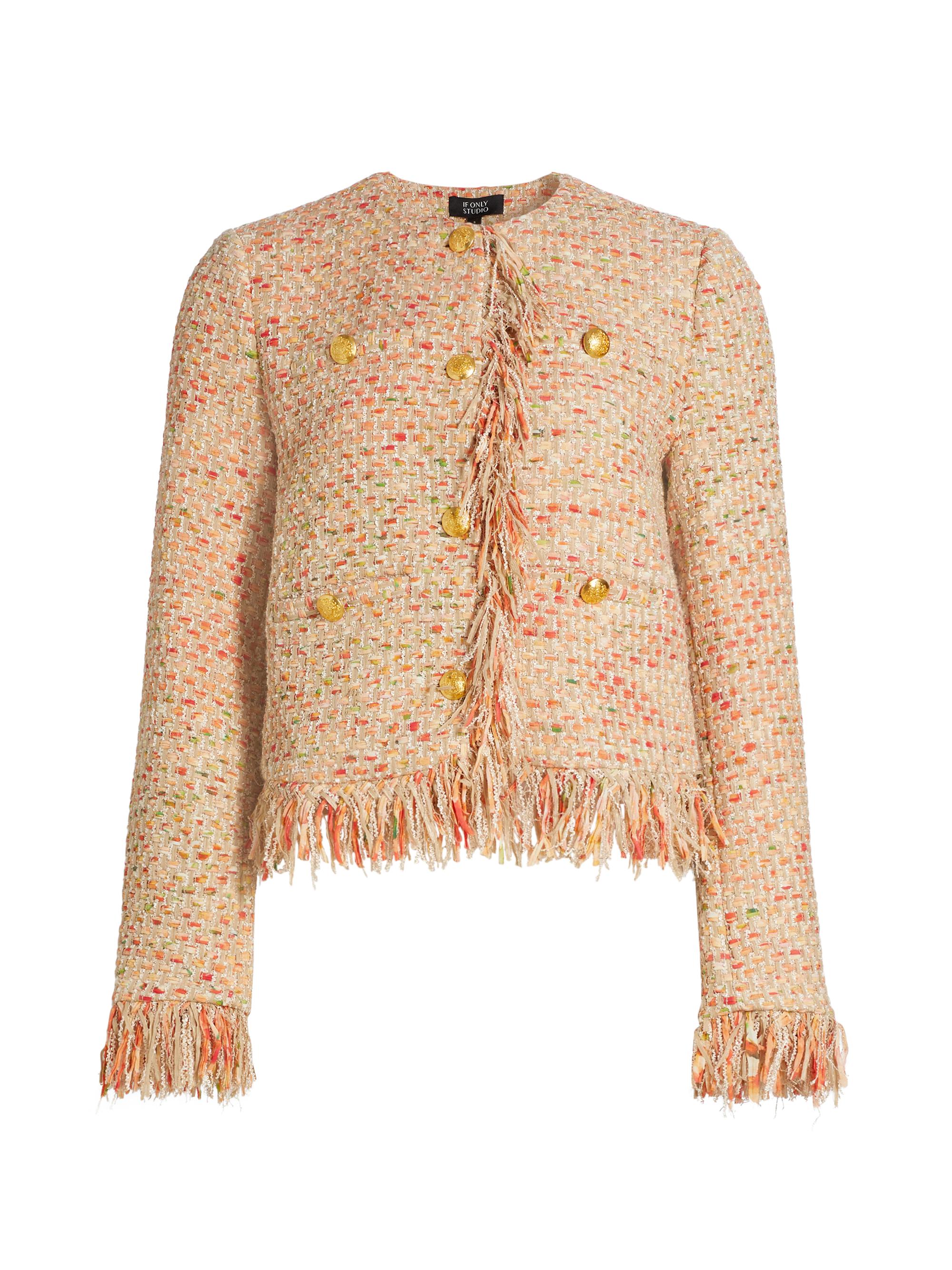 If Only Studio Women's Tweed Bouclé Jacket - Blue