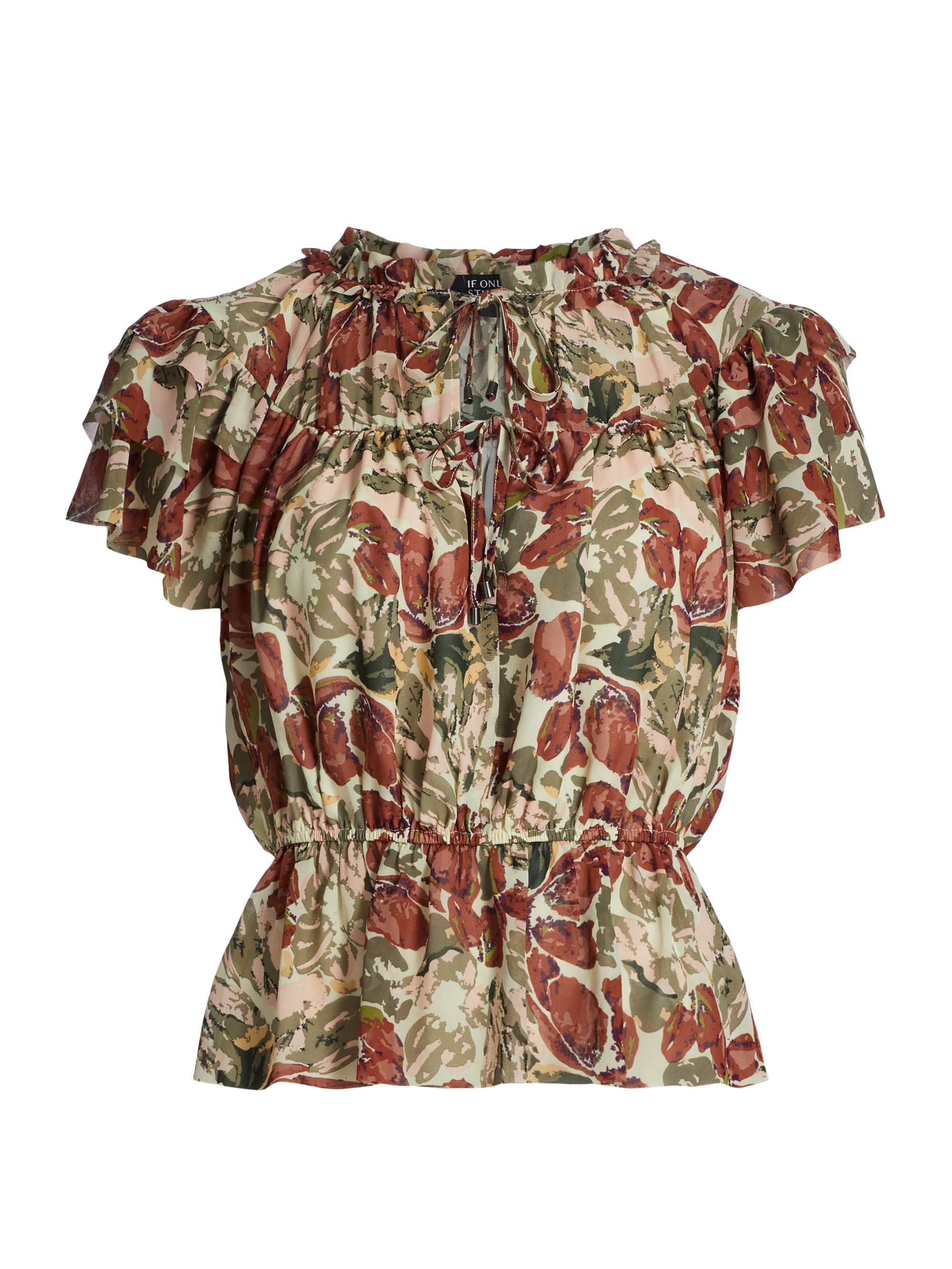 If Only Studio Women's Floral Ruffled Short-Sleeve Top - Floral