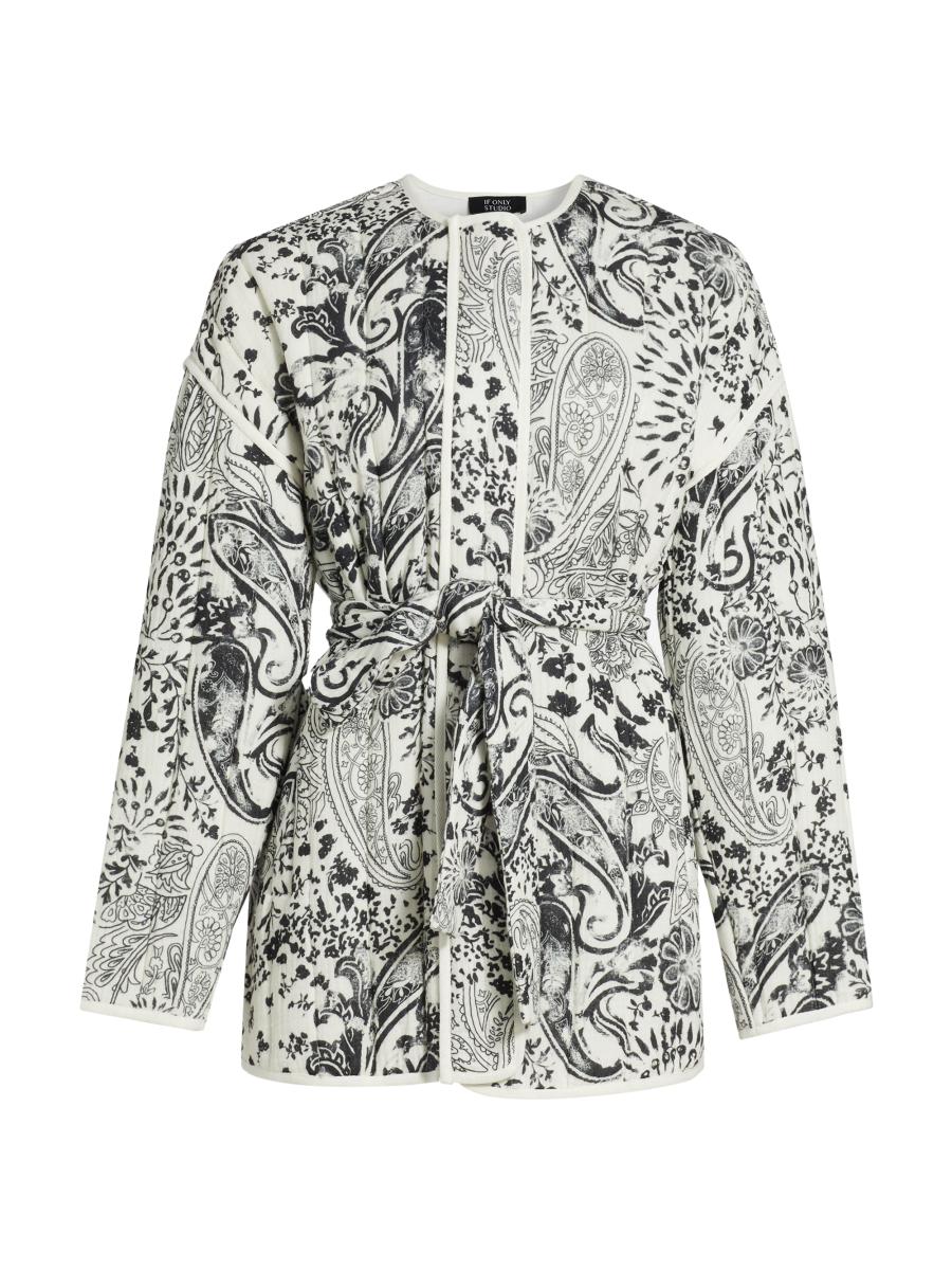 If Only Studio Women's Paisley Cotton Tie-waist Jacket In Multi