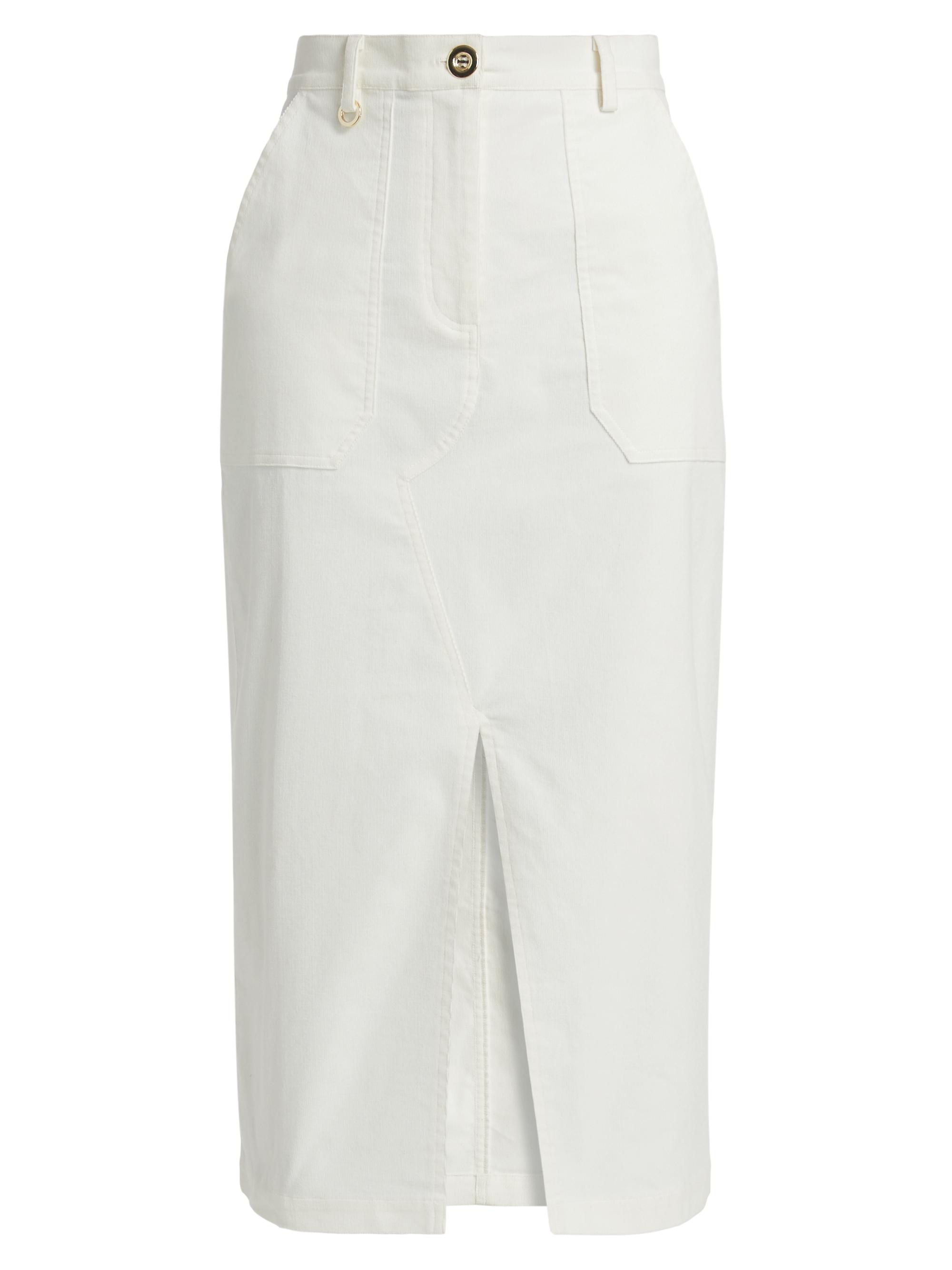 If Only Studio Women's Stretch Corduroy Midi-Skirt - Cream