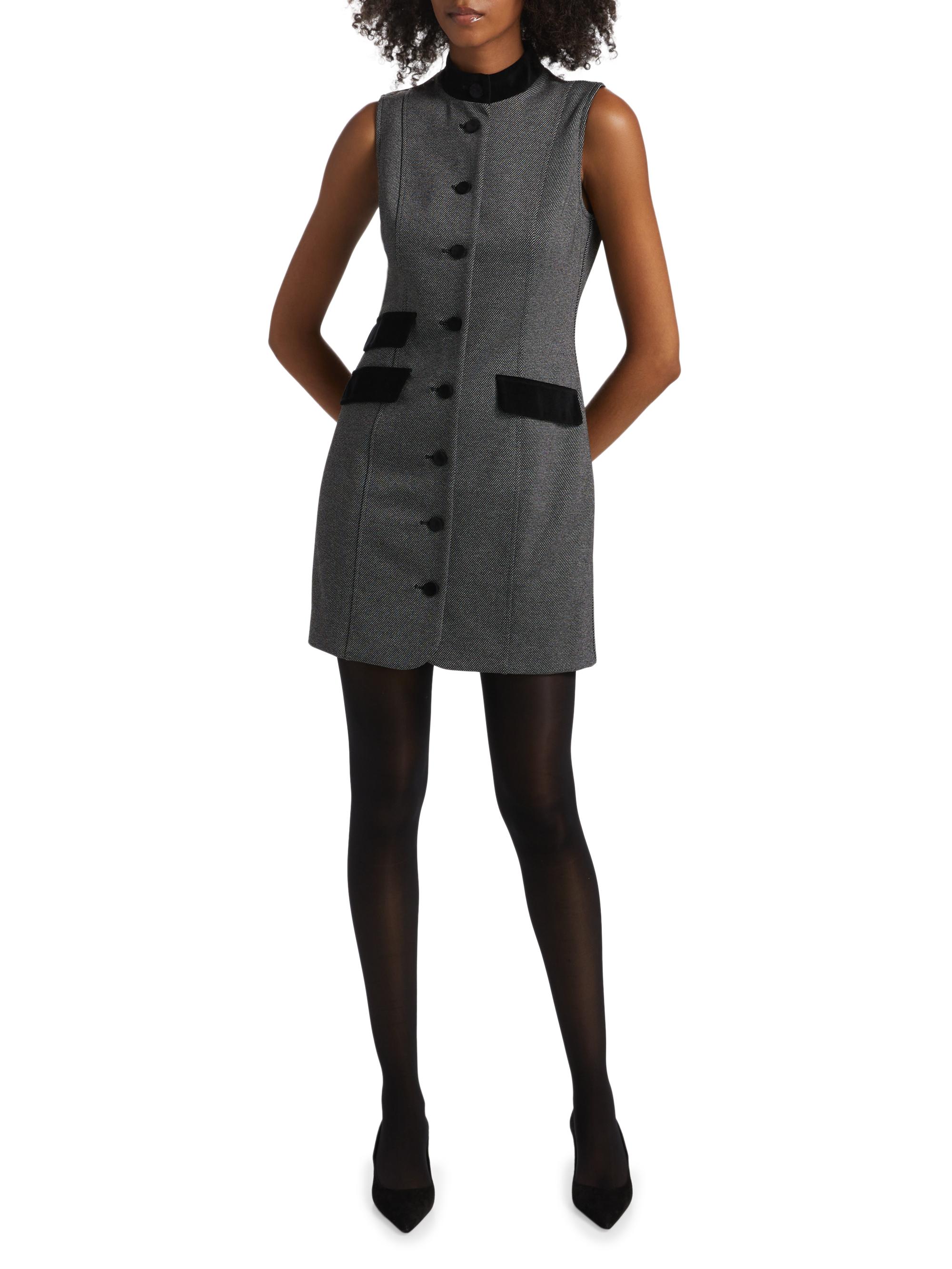 If Only Studio Velvet-Trim Sleeveless Sheath Minidress | Saks