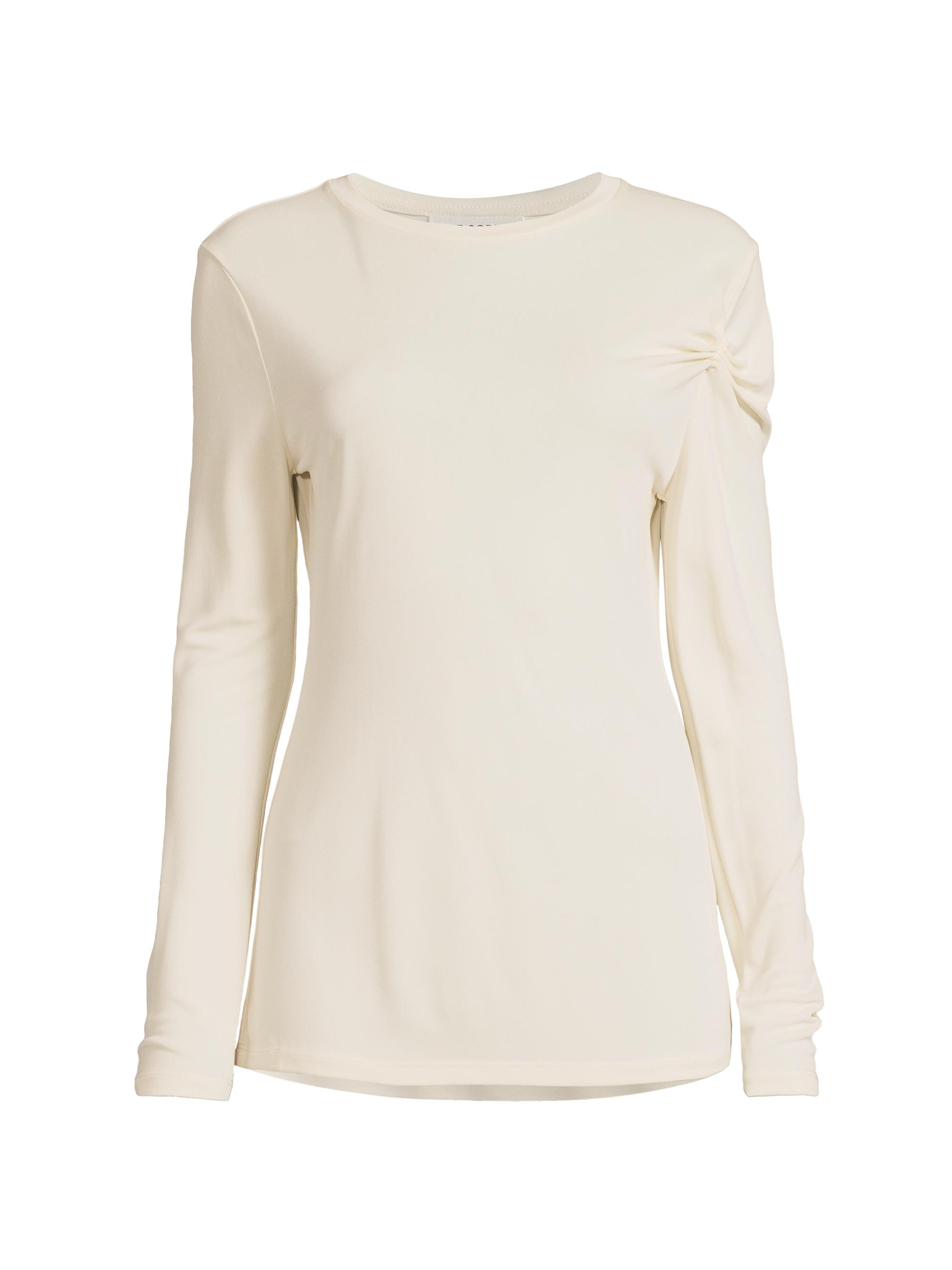 Rue Sophie Women's Jaquot Silk Long-Sleeve Top - Creme